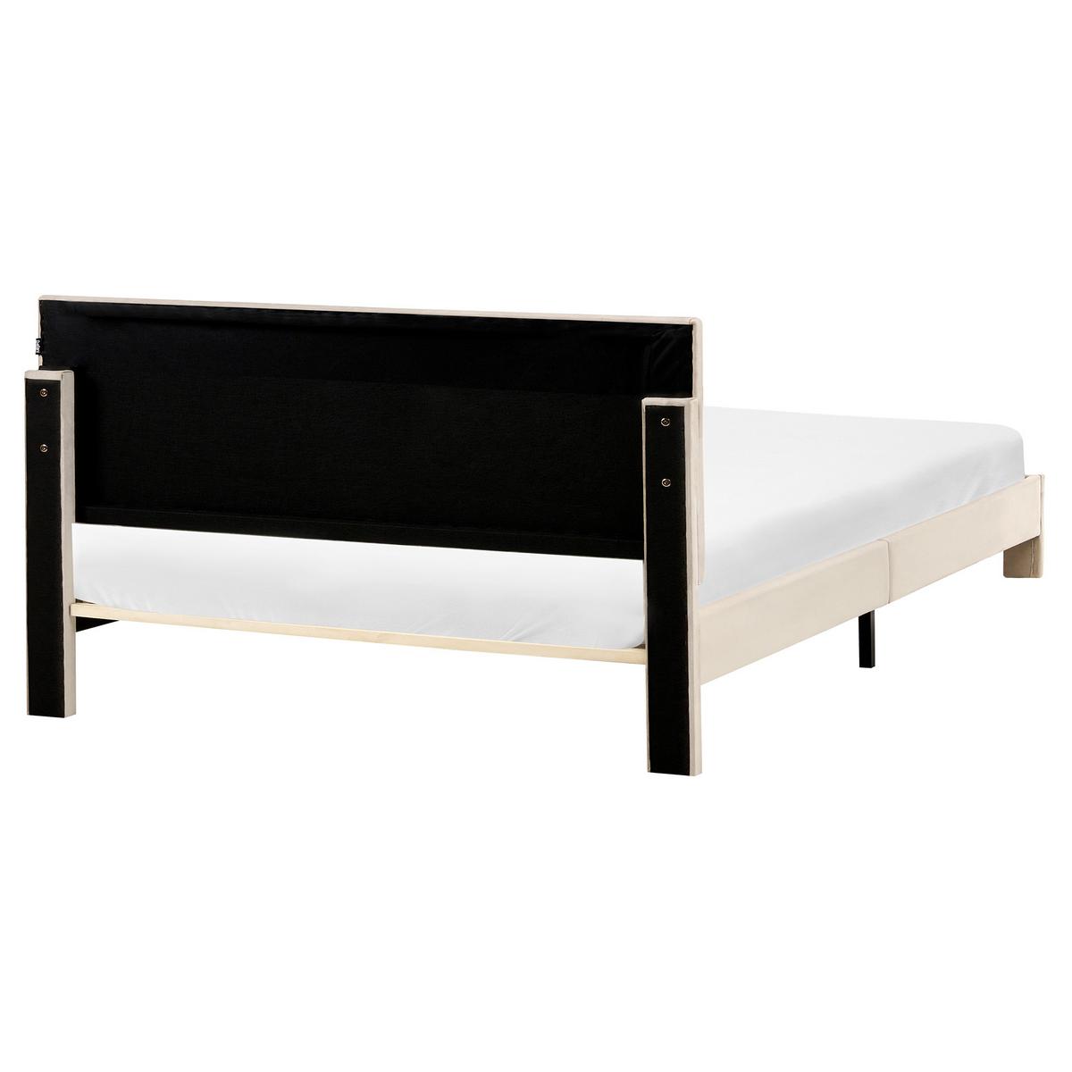 BETT mit Schubladen 160/200 cm Samtstoff Beige Lonzac - Beige, Textil (160/200cm) - Beliani