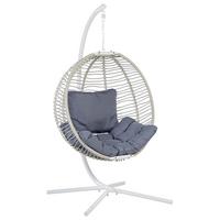 HÄNGESESSEL mit Gestell Flechtseil weiß 98/100 cm Arco - Weiß, Textil (100/197/98cm) - Beliani