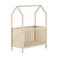 BABYBETT mit Dach Karyl 3-fach höhenverstellbar Kiefer massiv milky - Weiß, Holz (60/120cm) - 58aufmkessel