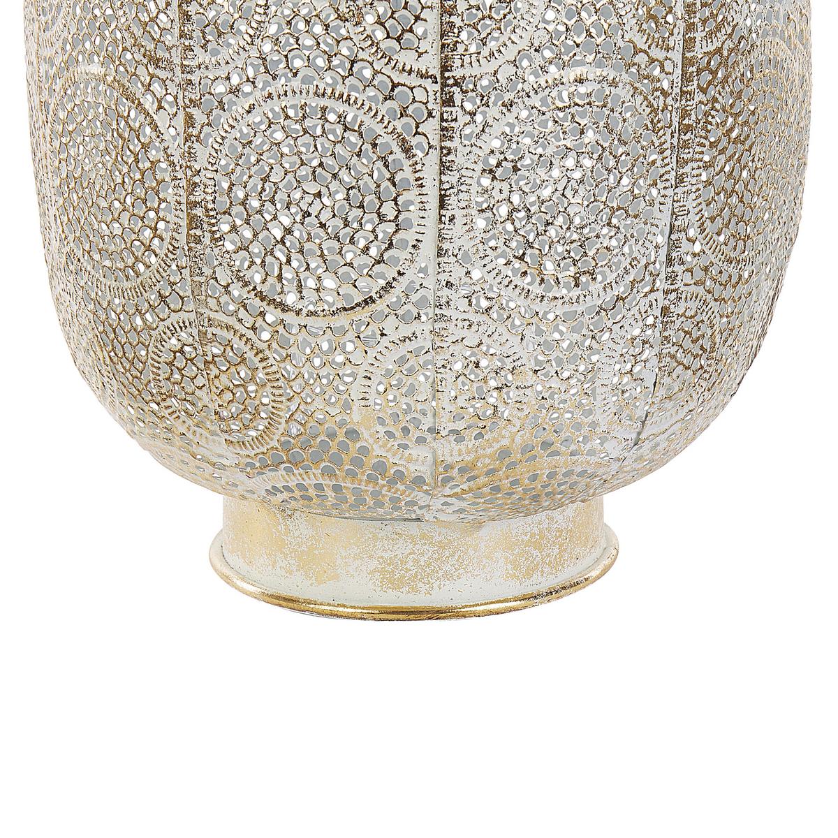 LATERNE Metall 30 cm Gold Lantau - Goldfarben/Weiß, Metall (25/30/25cm) - Beliani