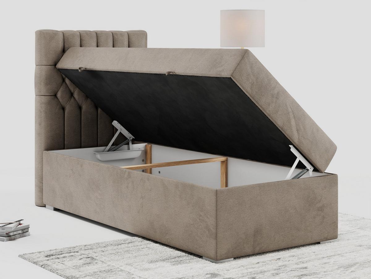 BOXBETT PERA 90/200 Braun Velvet - H4 - Links Seite - Braun, Holz/Textil (90/200cm) - MKS