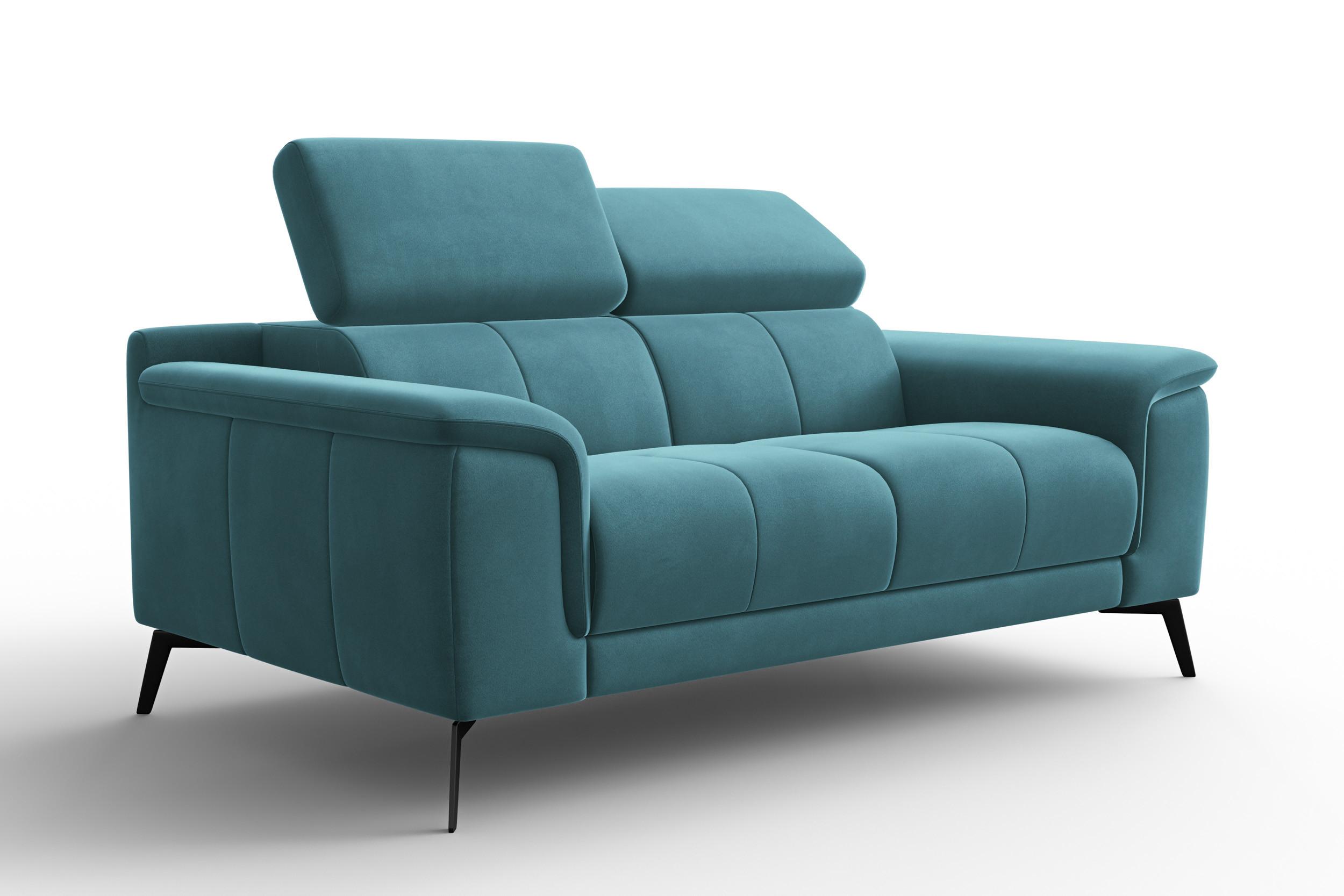 SOFA FIERO 2-Sitzer, Minter Veloursstoff - Schwarz/Mintgrün, Holz/Textil (170/82/103cm) - Courtois Laville