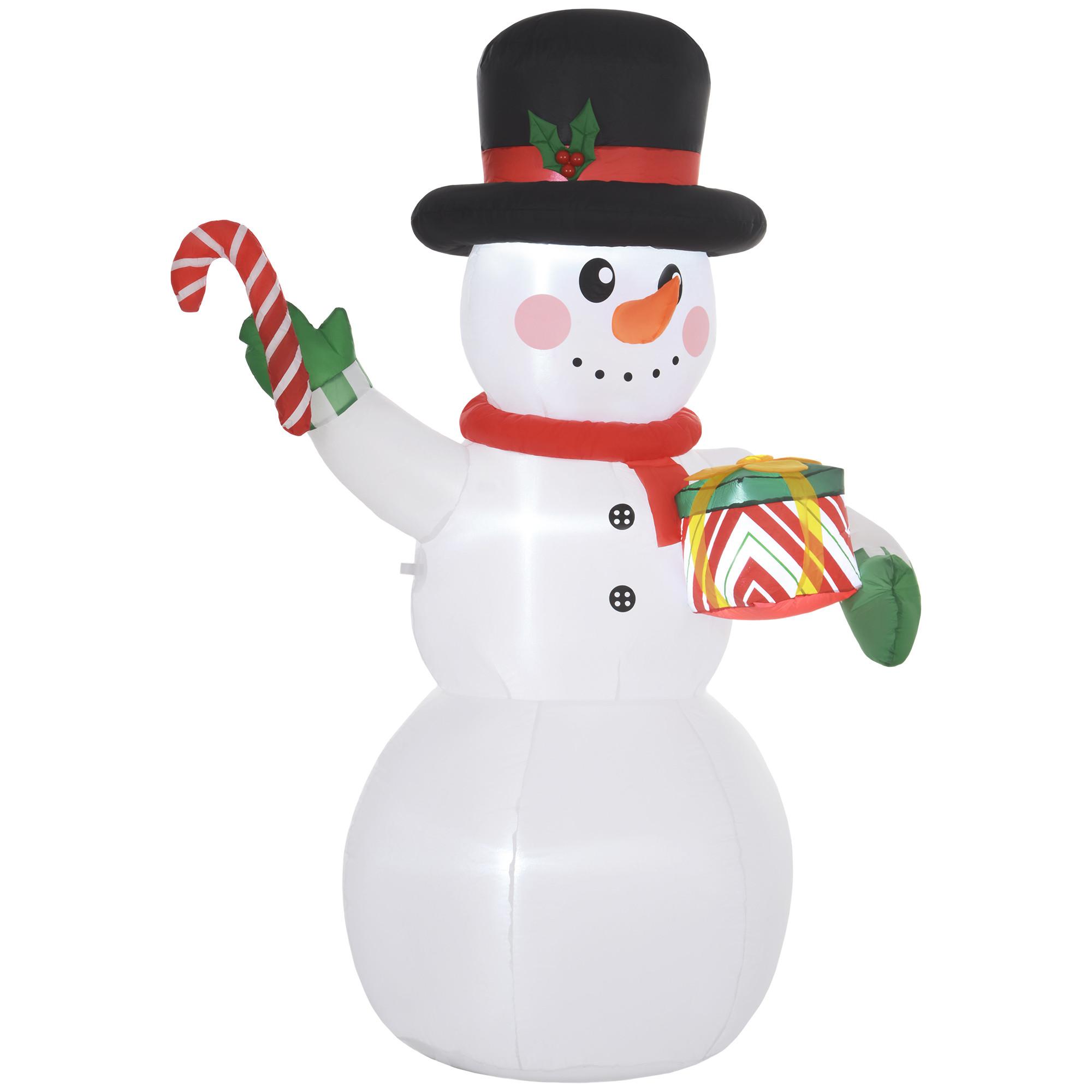 AUFBLASBAR Weihnachtsdeko 1,8 m Schneemann mit LED-Beleuchtung Gartendeko - Weiß, Kunststoff (80/180/120cm) - Outsunny