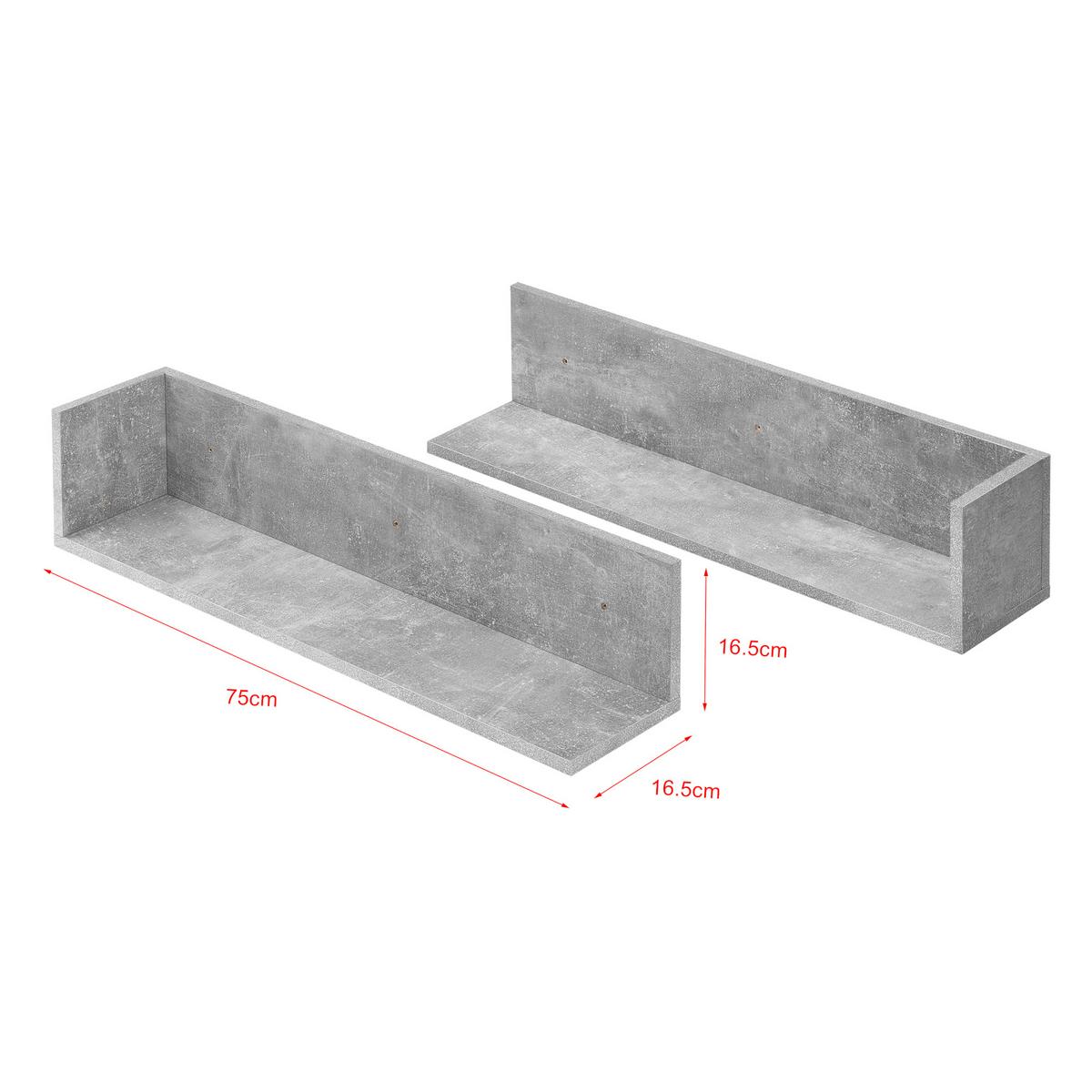 WANDREGAL-SET 2 TLG. Elverum - Grau, Holzwerkstoff (75/16.5/16.5cm) - [en.casa]