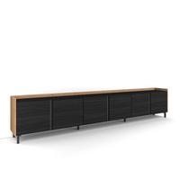 LOWBOARD, Schwarz und Eiche, 309/35/61cm, mit Beinen - Schwarz, Holzwerkstoff (309/61/35cm) - Skraut Home