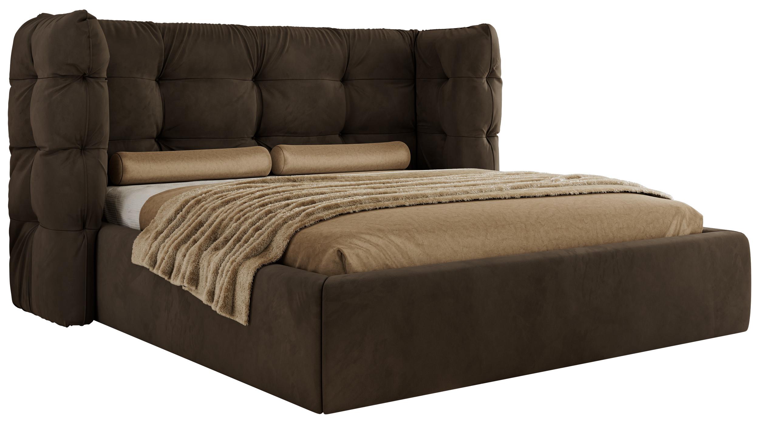 POLSTERBETT FLONELLE CLASSIC 140/200 - Braun Velvet - Pocket-Matratze - Braun, Textil (140/200cm) - MKS