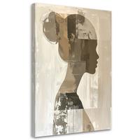 LEINWANDBILD, Weibliche Figur abstrakt in beige Boho Stil - Beige, Textil (80/120cm) - Feeby