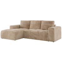 ECKSOFA MONIVA Beige Plüsch - Links - Beige/Schwarz, Textil (164/266cm) - MKS