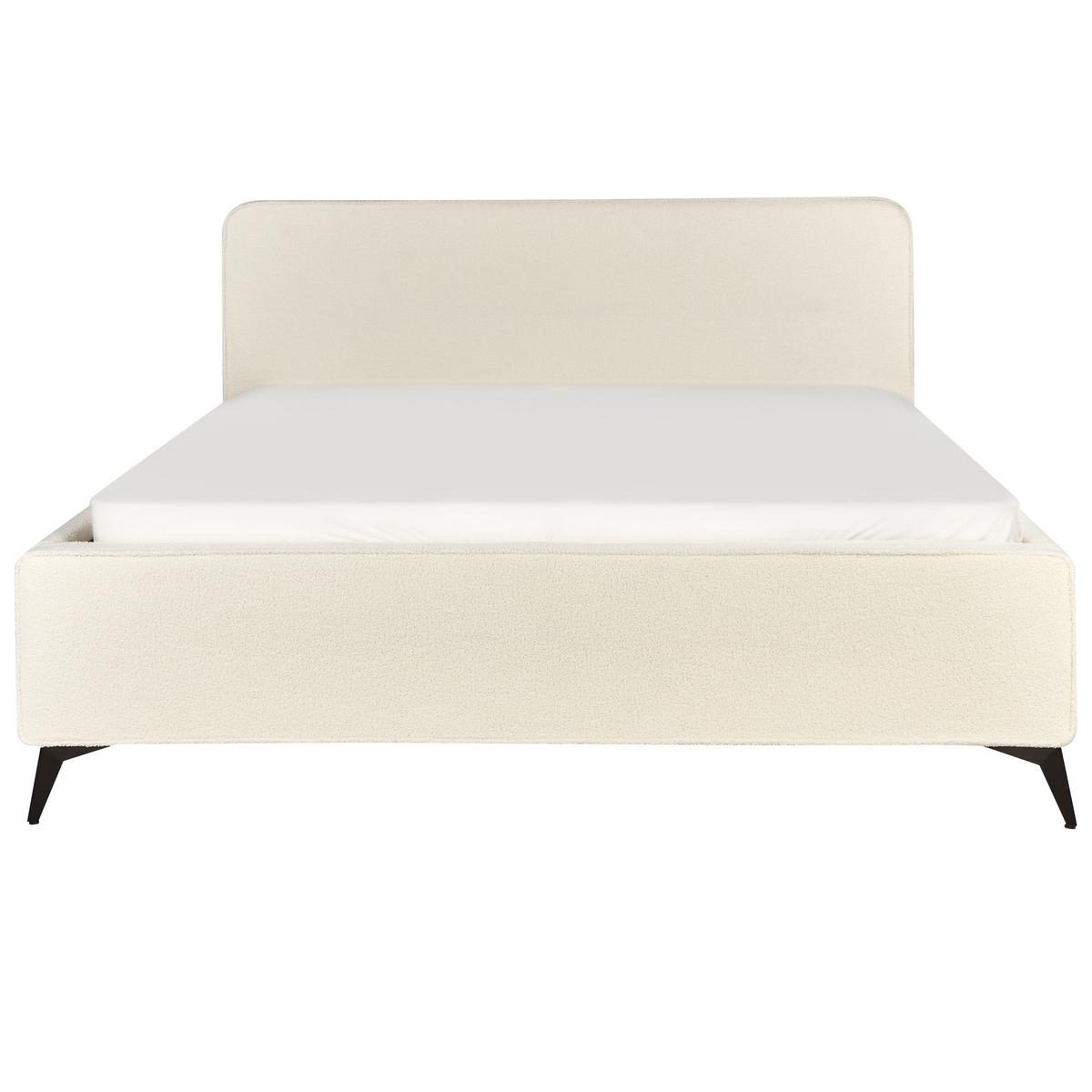 POLSTERBETT mit Lattenrost 180x200 cm Cremeweiß Valognes - Creme, Textil (180/200cm) - Beliani