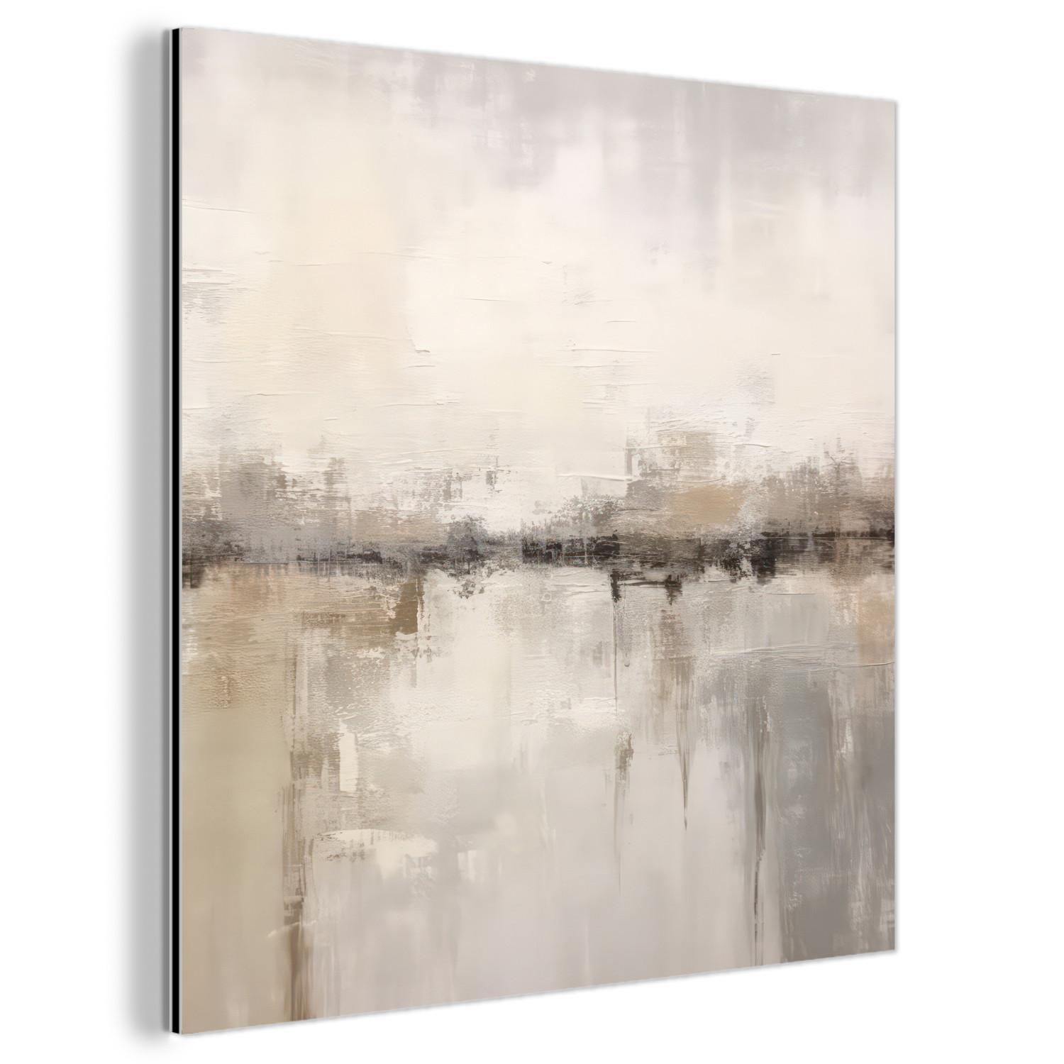 METALLBILD Moderne Kunst - Abstrakt - Beige 20x20 cm - Beige, Metall (20/20cm) - MuchoWow