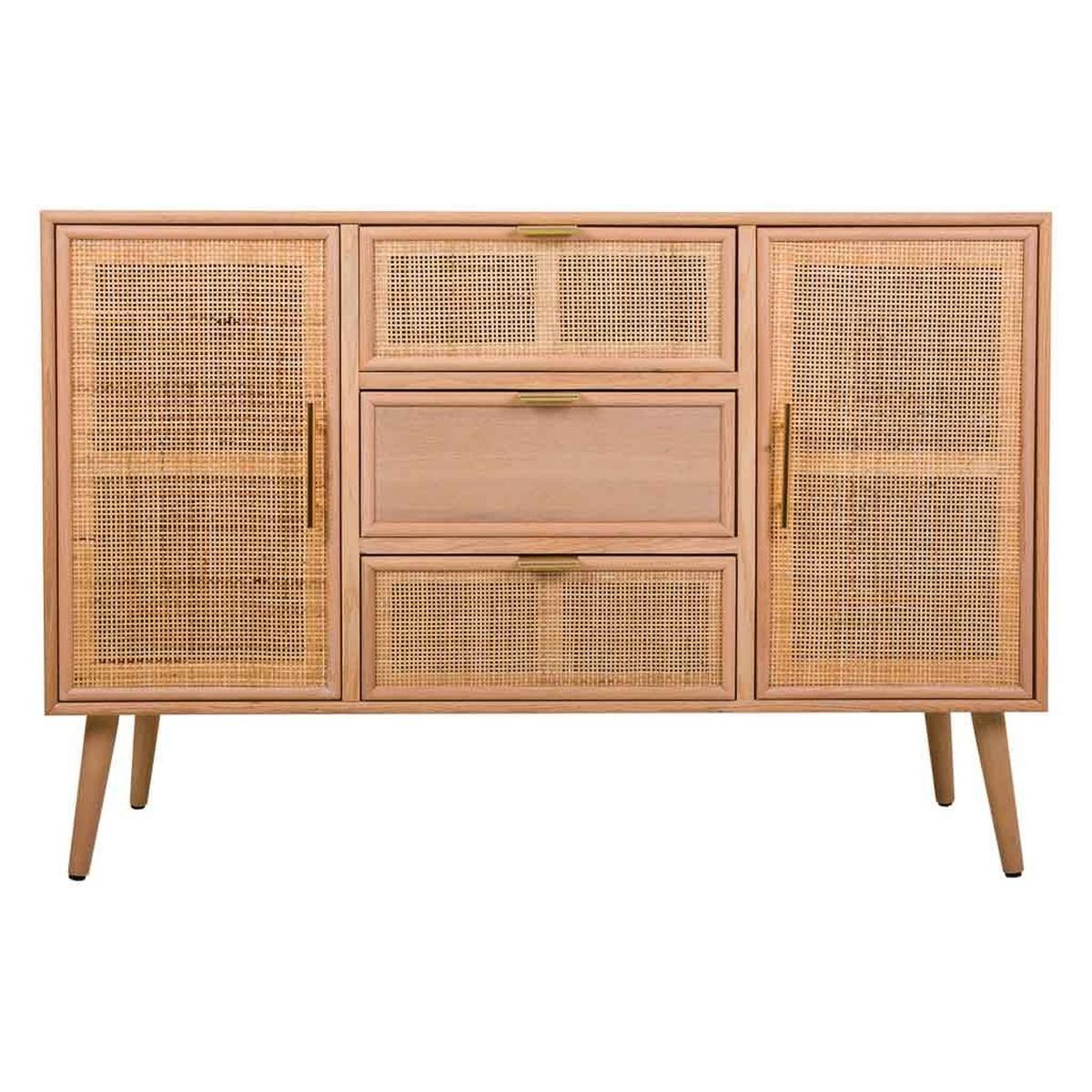 SIDEBOARD aus MDF und Gitter, Braun, 120x41x81 - Braun, Holz (120/40.5/81cm) - Wanderlust