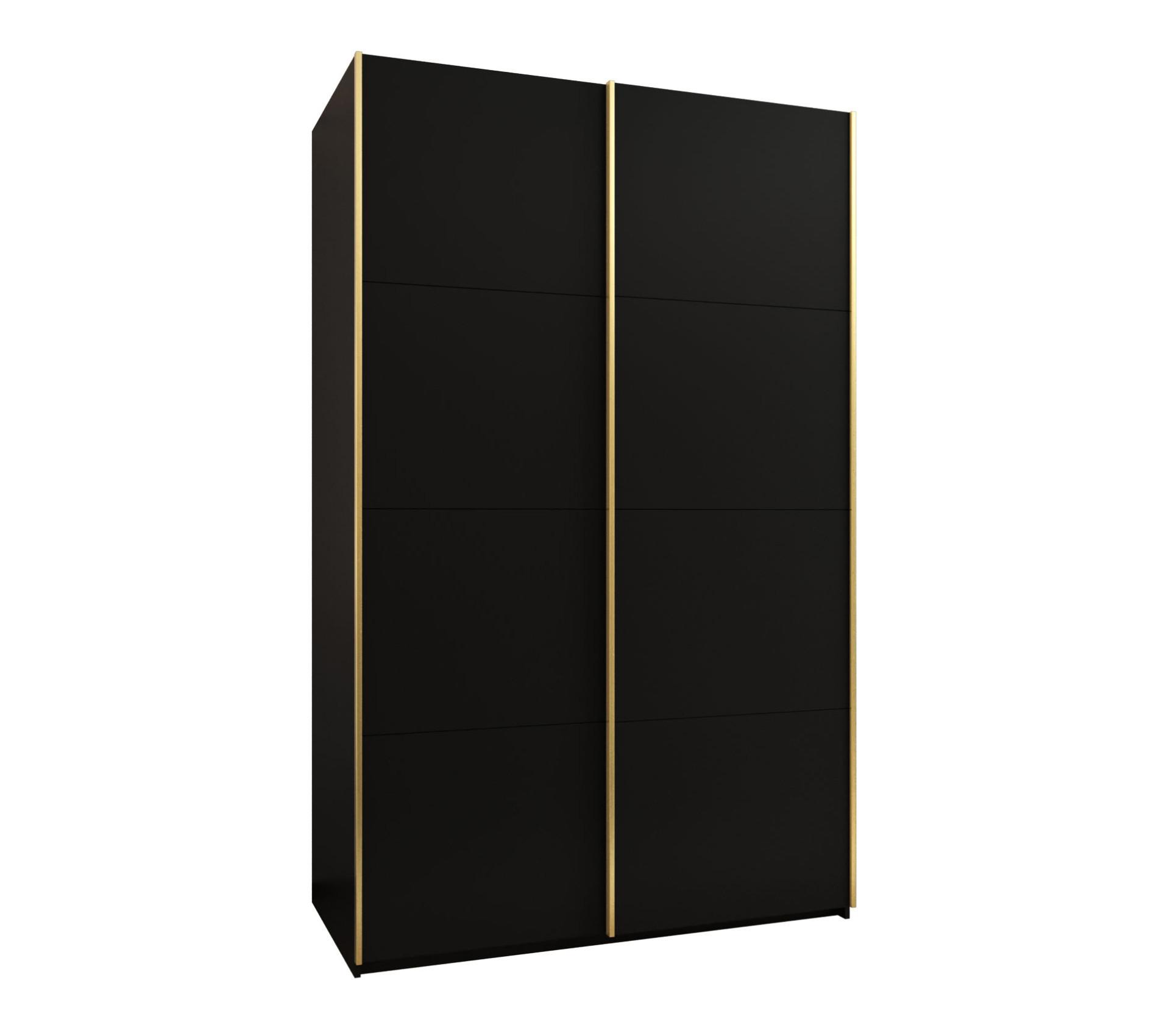 SCHWEBETÜRENSCHRANK 245,5/160/64 2-türig - Goldfarben/Schwarz, Holz/Metall (160/245/64cm) - Abiks Möbel