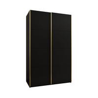 SCHWEBETÜRENSCHRANK 245,5/160/64 2-türig - Goldfarben/Schwarz, Holz/Metall (160/245/64cm) - Abiks Möbel