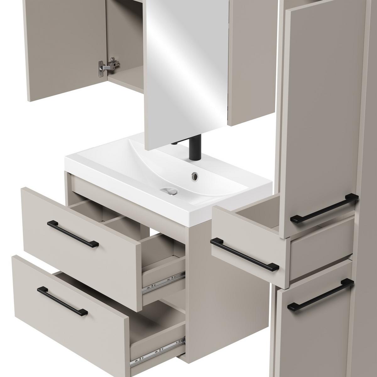 BADMÖBEL-SET Florence 4 Teile Cashmere - 60 x 35 x 51 cm - Kaschmir, Holz (60/51/35cm) - Badplaats