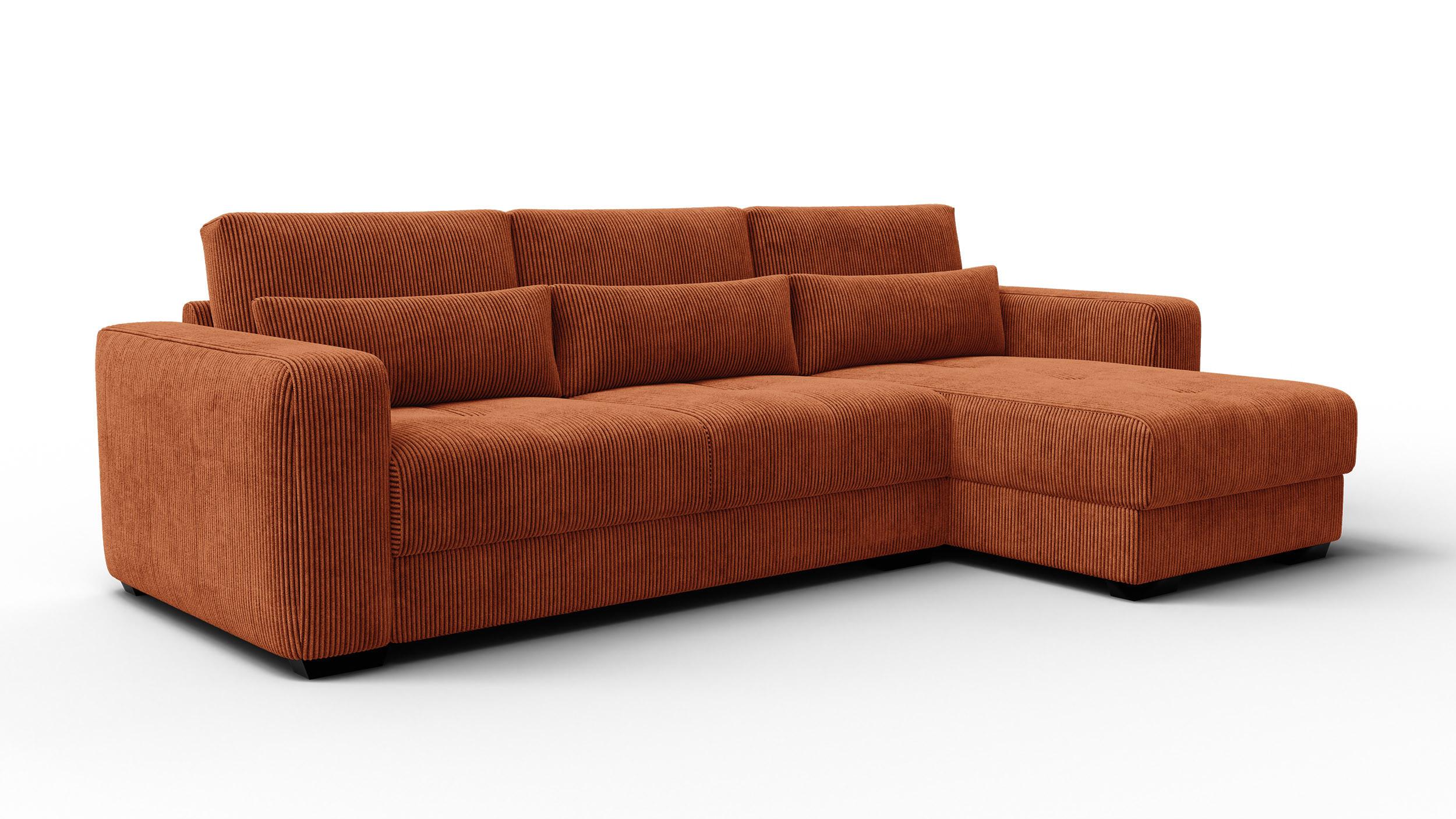 ECKSOFA OLI 4-Sitzer rechts, orange - Orange, Holz/Textil (295/172cm) - Wozimo