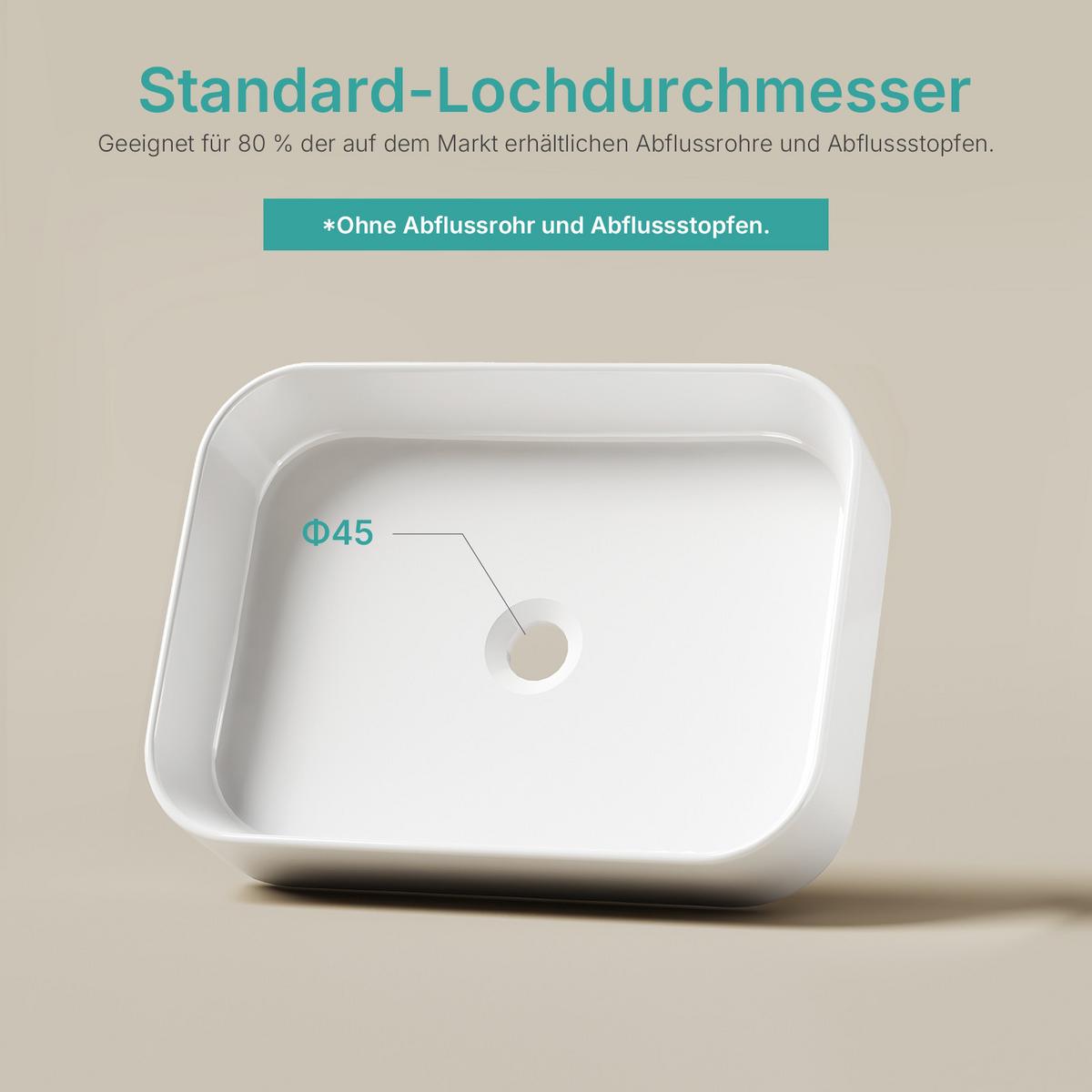 WASCHBECKEN Keramik R-Ecken 50,5 / 37 / 11 cm - Weiß, Keramik (50.5/11/37cm) - EMKE