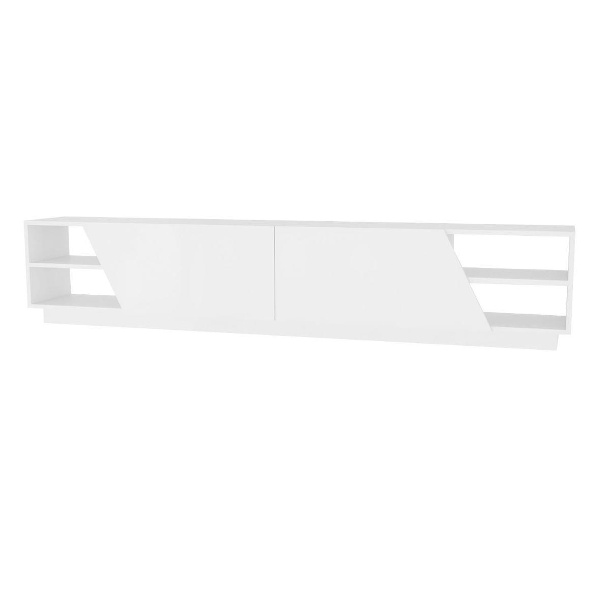 TV-MÖBEL 4 Regale 2 Türen L240 cm - Rhodes - Weiß, Holzwerkstoff (37.1/47.4/17cm) - Calicosy