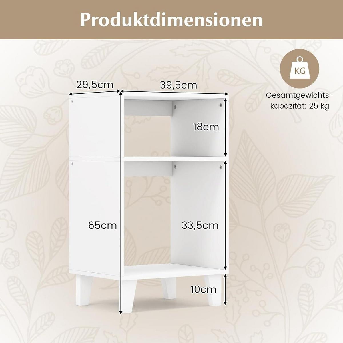 BEISTELLTISCH 65cm Weiß - Weiß, Holz (30/40/65cm) - COSTWAY