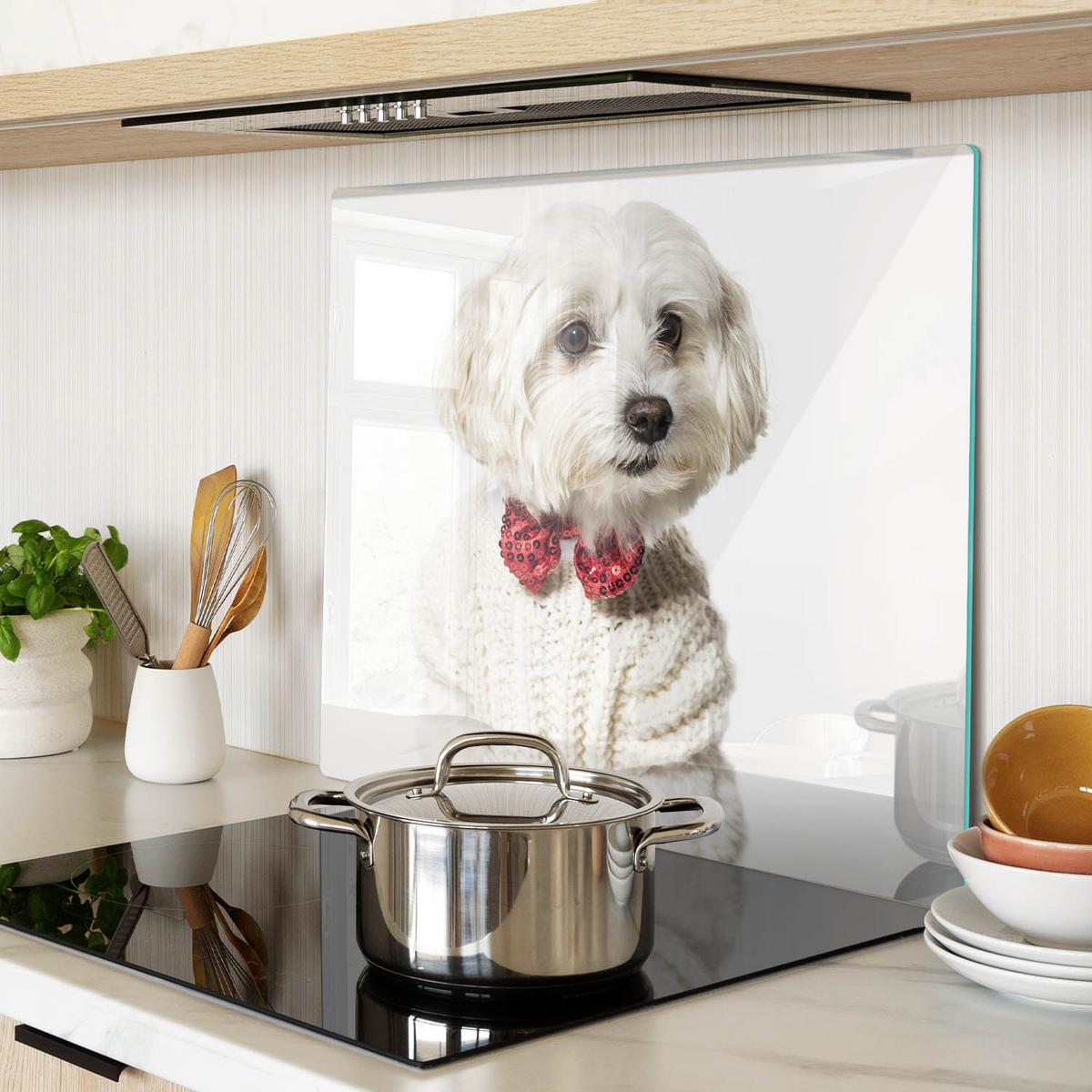 GLASPLATTE 60x52 cm Malteser Hund - Rot, Glas (60/52cm) - TULUP
