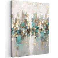 LEINWANDBILD Abstrakt - Blöcke - Gold - Skyline Wandbild Wohnzimmer 60x80 cm - Beige, Textil (60/80cm) - MuchoWow