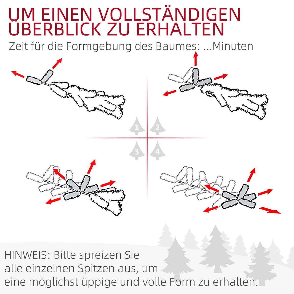 KÜNSTLICHER-WEIHNACHTSBAUM, 195 cm Christbaum mit 556 Spitzen für Weihnachten - Grün, Kunststoff/Metall (195cm) - HOMCOM
