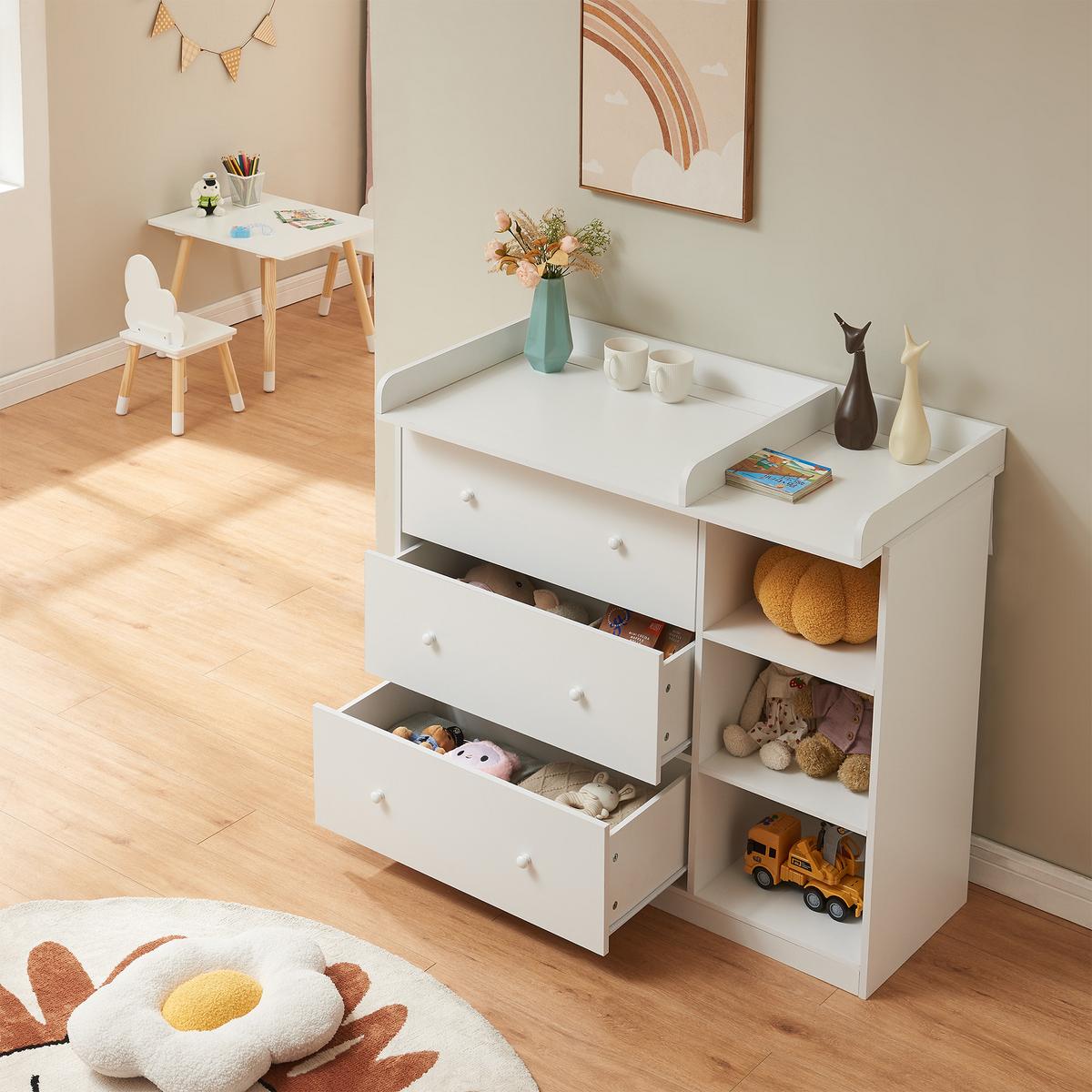 WICKELKOMMODE Beldinupp - Weiß, Holzwerkstoff (55/93/110cm) - [en.casa]