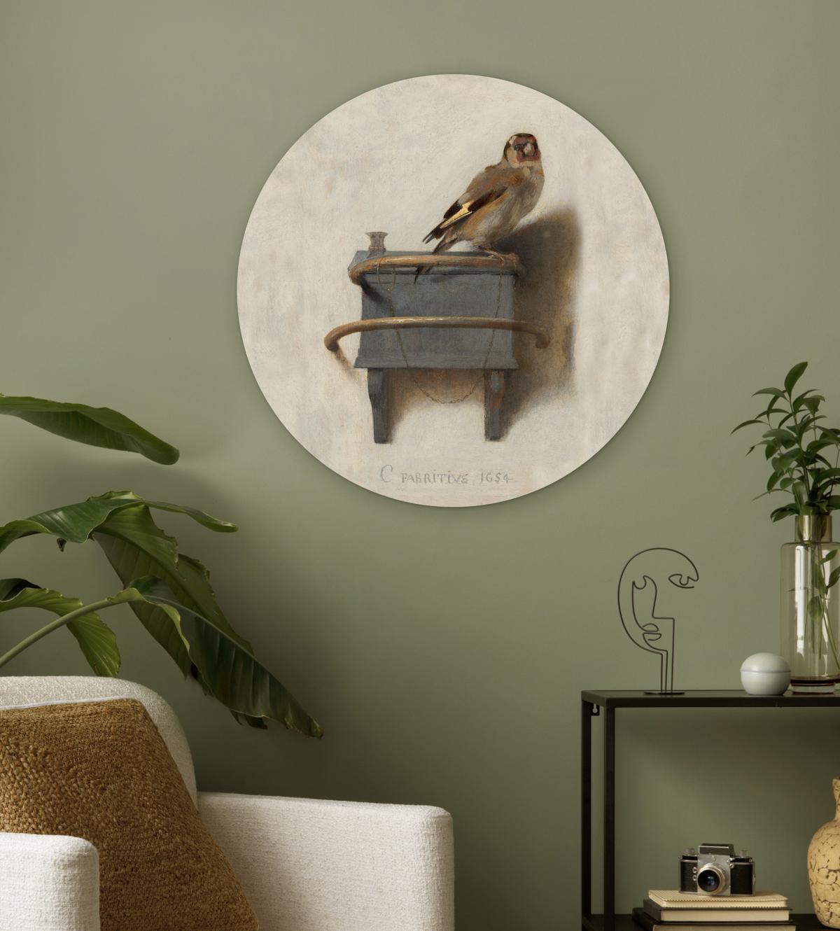 WANDBILD Stieglitz - Alter Meister - Carel Fabritius Wanddeko Schlafzimmer 60x60 cm - Grau, Kunststoff (60/60cm) - MuchoWow