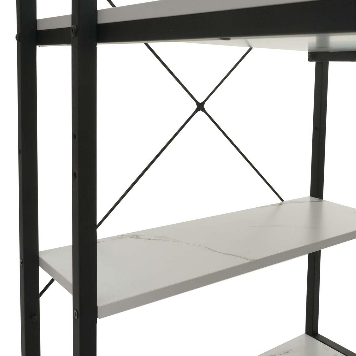 SCHREIBTISCH MIT REGAL eckig Marmor Weiß Dekor - Weiß, Holzwerkstoff (60/100/120cm) - MCW