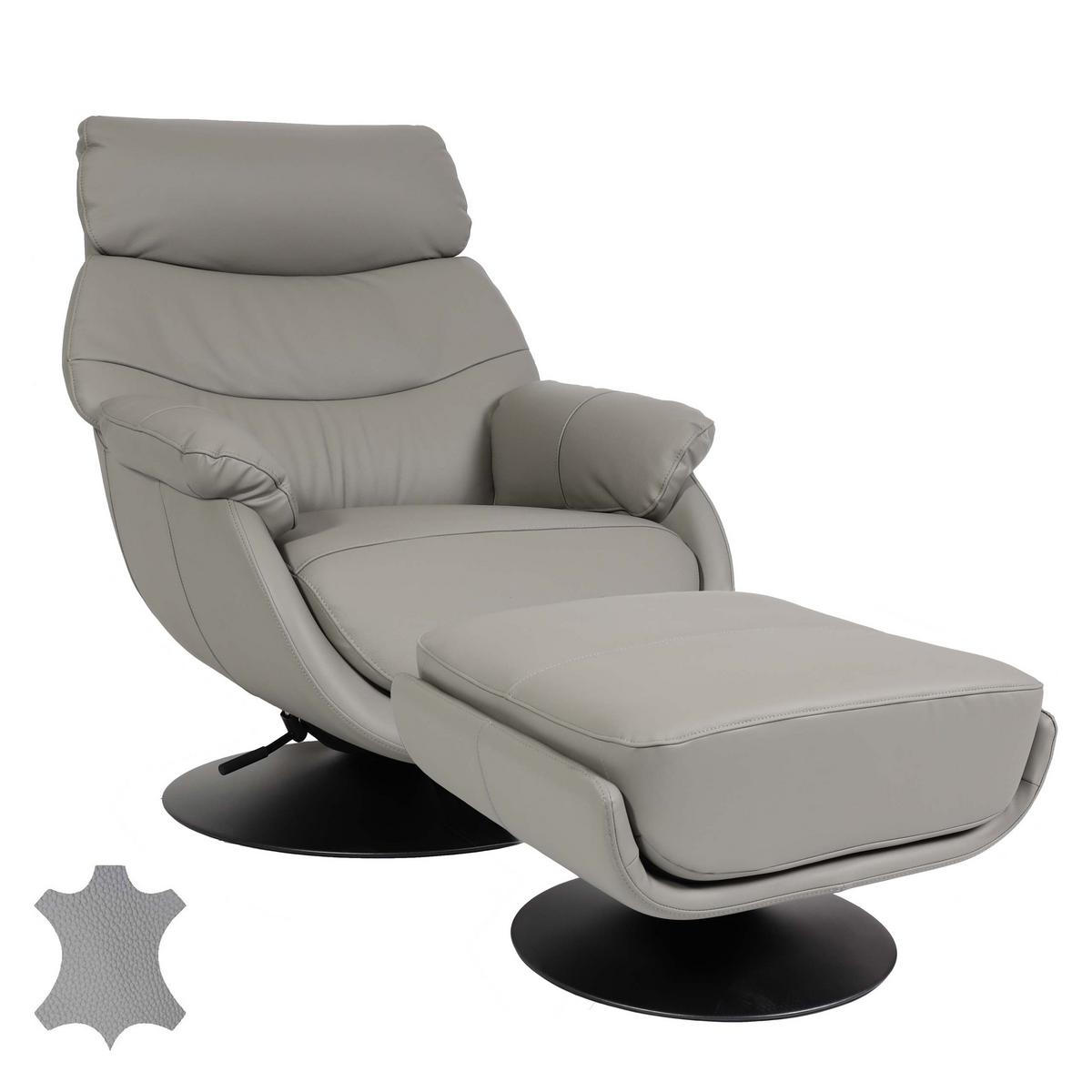 RELAXSESSEL MIT HOCKER Grau - Grau, Textil (78/99/80cm) - MCW