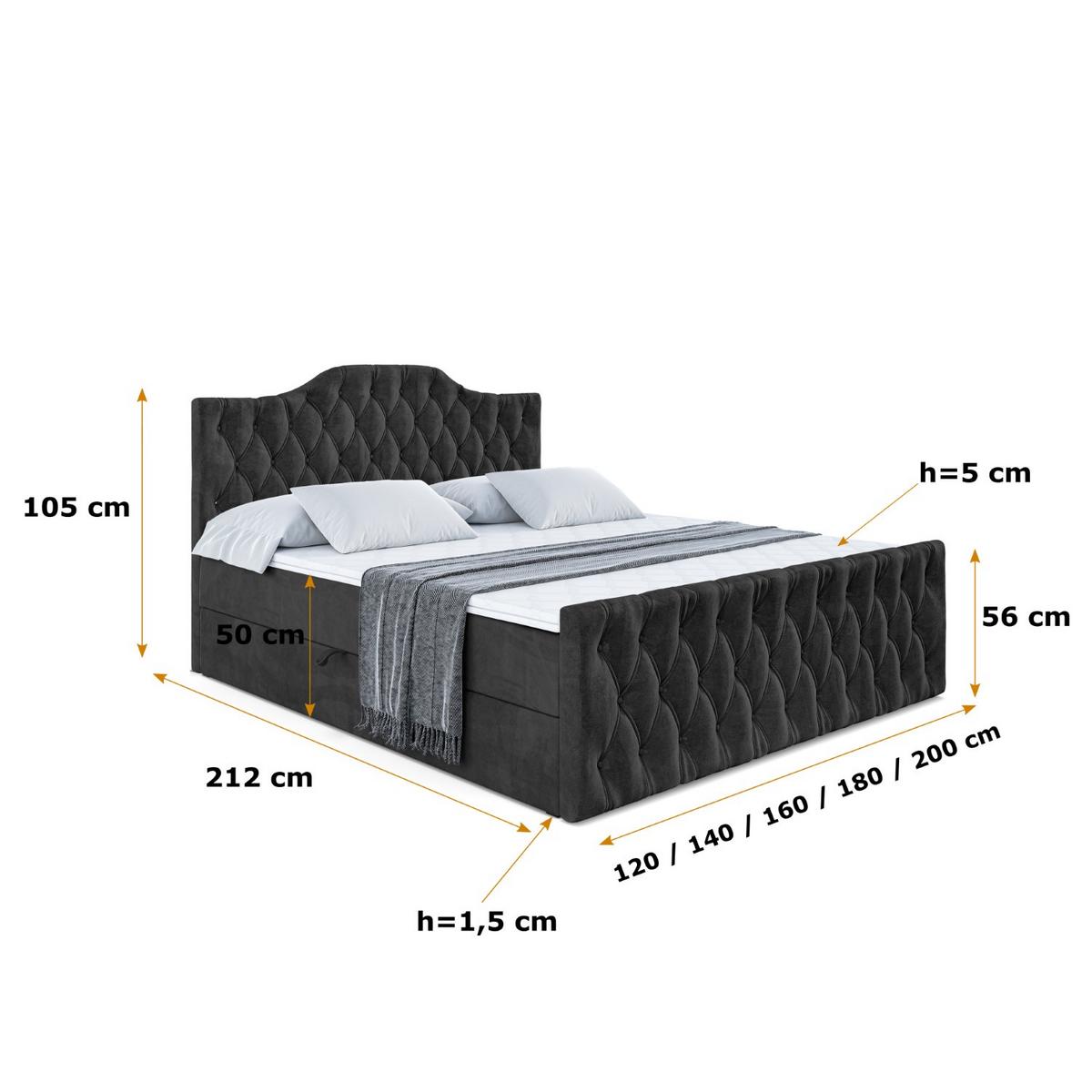 BOXBETT VILA-1-Z - 200x200 cm - H3 - Schwarz - Schwarz, Holzwerkstoff (200/200cm) - ALTDECOR