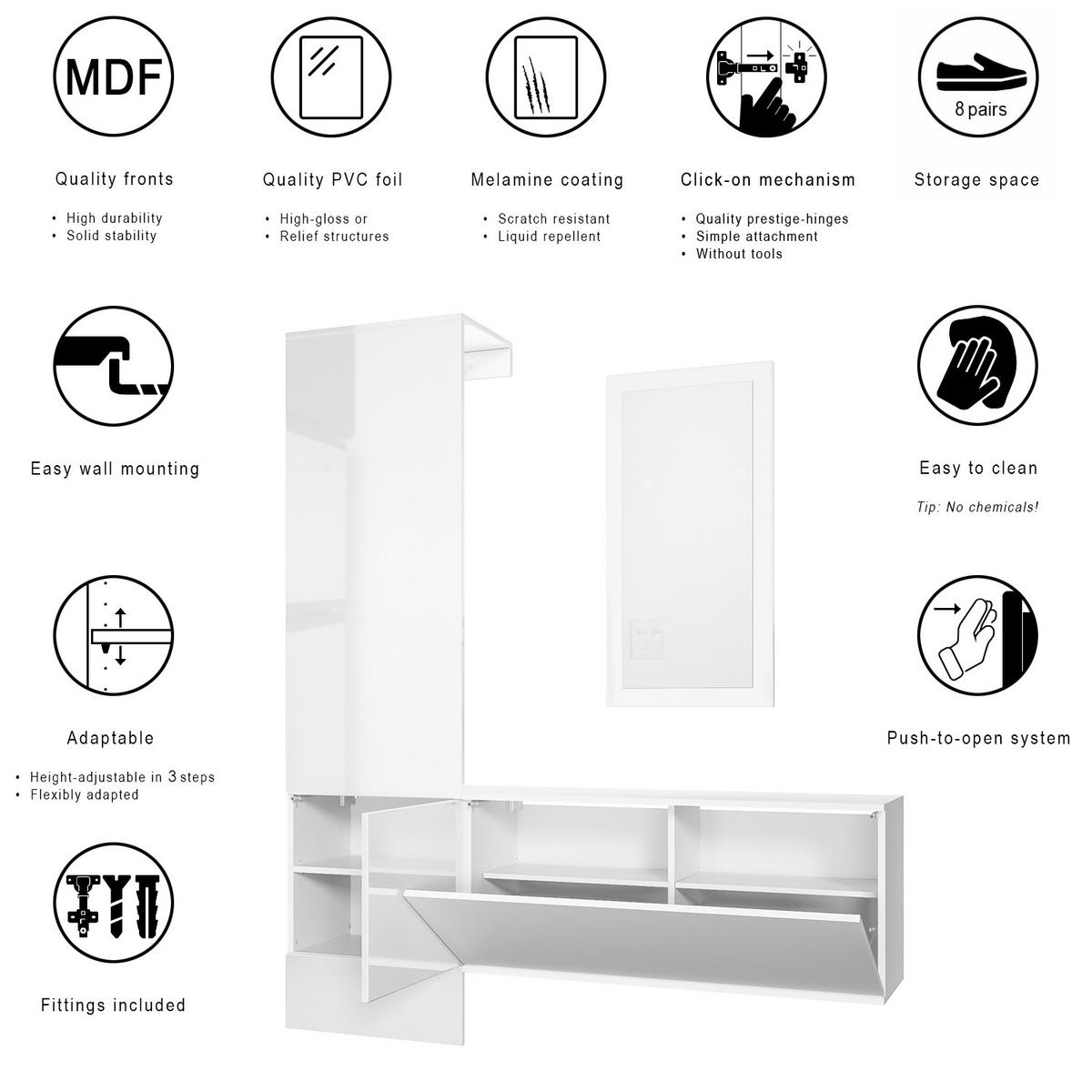 GARDEROBE Carlton Paneel in Graphit Seidenmatt - Graphitfarben, Holzwerkstoff (156/193/35cm) - Vladon