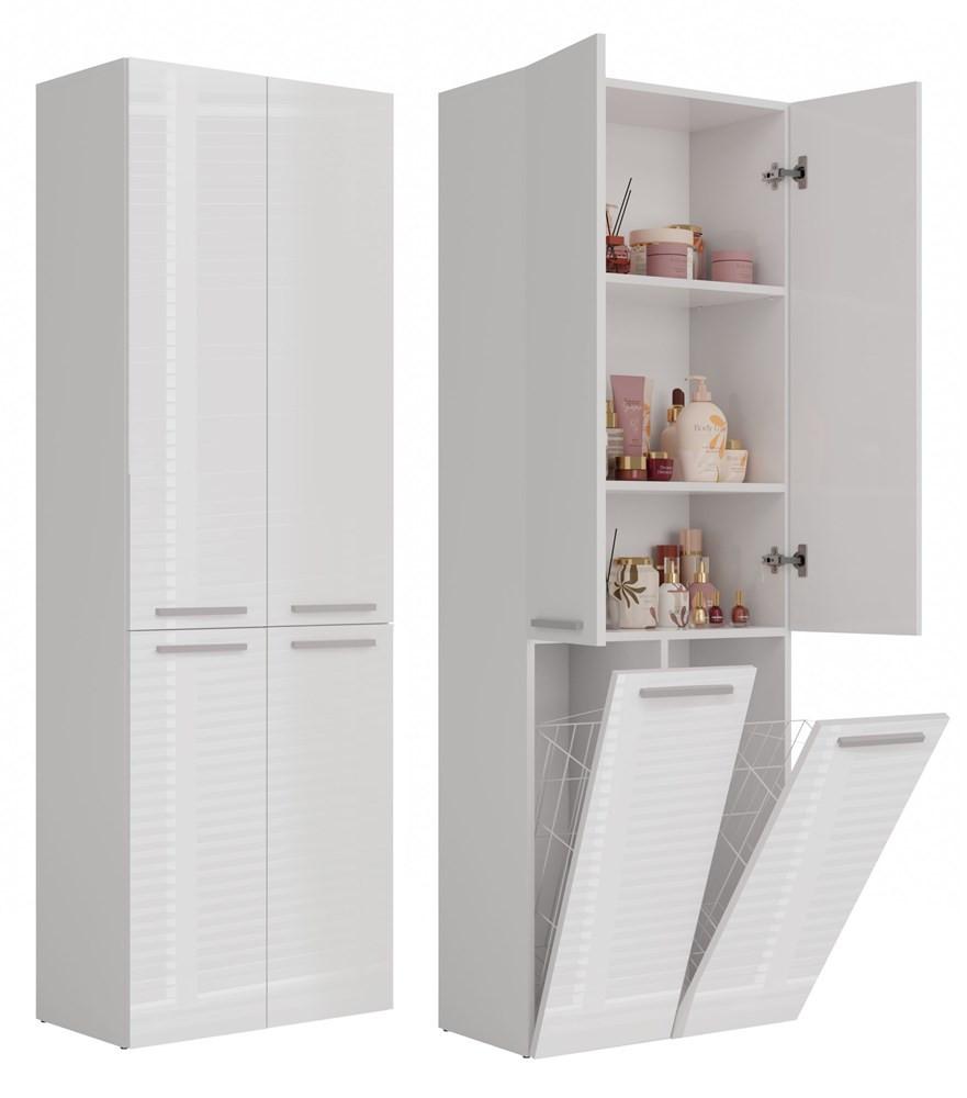 BADEZIMMERSCHRANK Weiß, Hochglanz Weiß 60/174/30 - Weiß, Holzwerkstoff (60/174/30cm) - RAUMHIRSCH FURNITURE