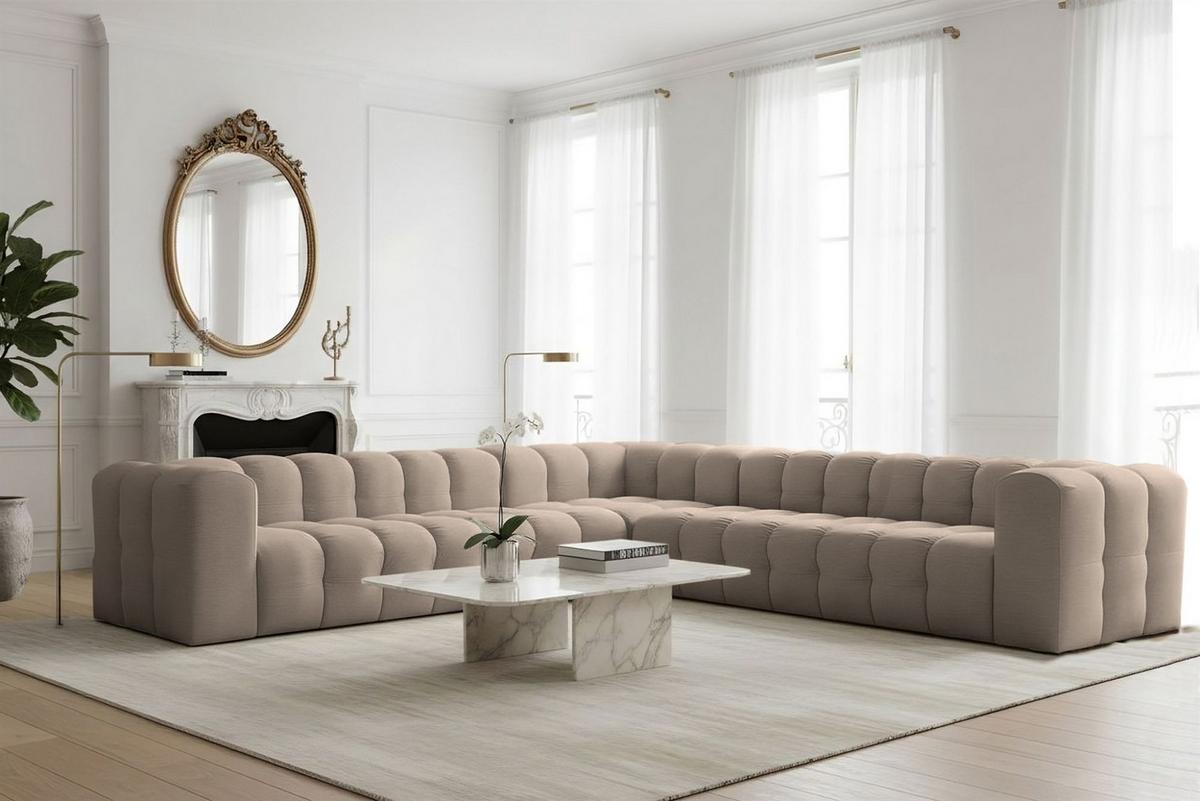 ECKSOFA Solvie Xl In Tiffani - Taupe, Holzwerkstoff/Textil (330/330cm) - Fun Möbel