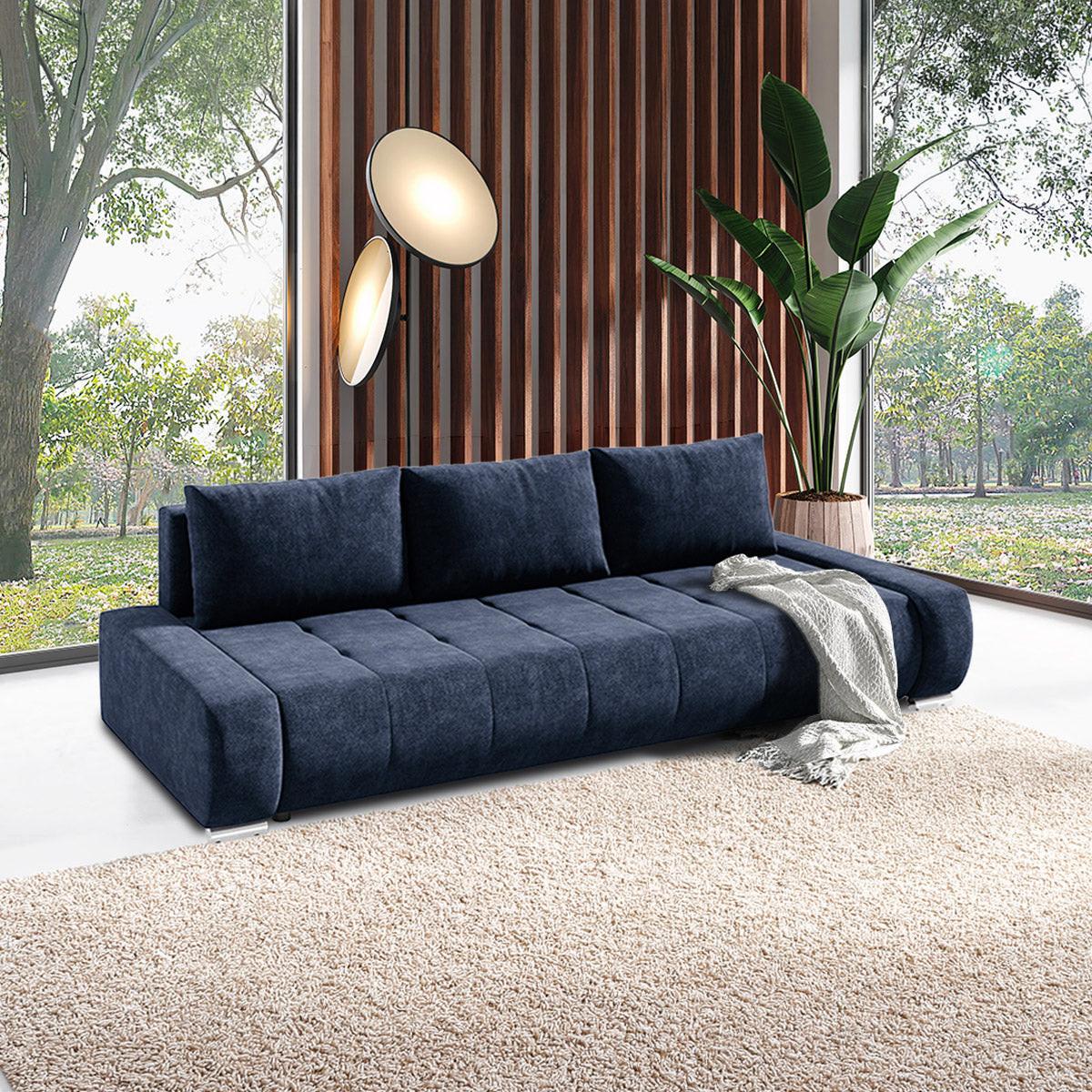 SCHLAFSOFA Jonas 3 Sitzplätze Marineblau - Dunkelblau, Holzwerkstoff (240/85/110cm) - Petits-meubles