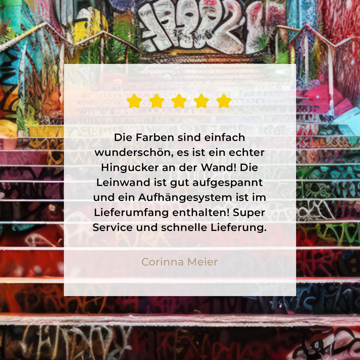 LEINWANDBILD Treppe - Graffiti - Farben - Kunst Wandbild 40x30 cm - Multicolor, Textil (40/30cm) - MuchoWow