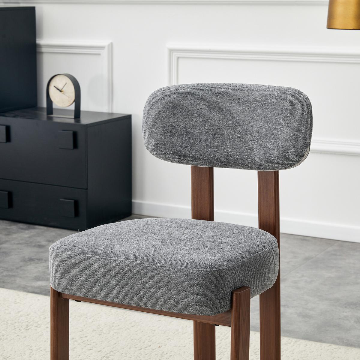 ESSZIMMERSTUHL 2ER-SET aus Leinenstoff mit gebogener Rückenlehne und dicker Polsterung - Grau, Textil (49/82.5/57cm) - Urban Meuble