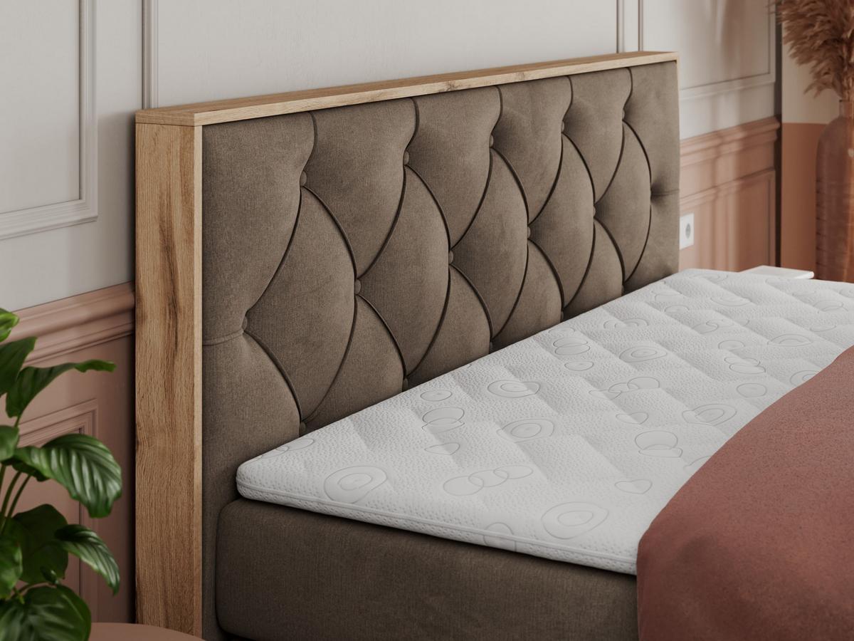 BOXSPRINGBETT VENETO KING 200/200 Braun Velvet - H3 - Braun, Holz/Textil (200/200cm) - MKS