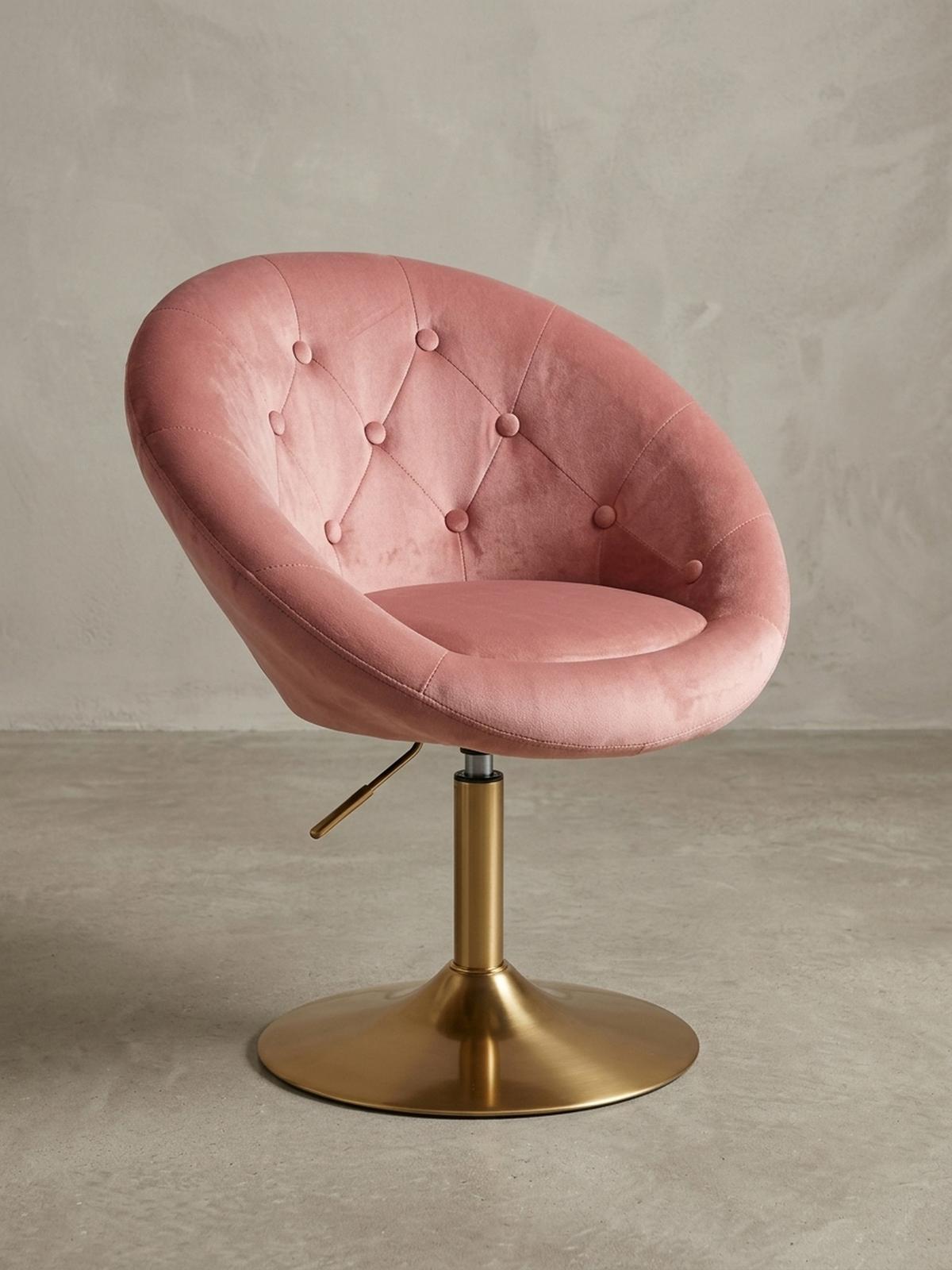 LOUNGESESSEL Chesterfield-Stil mit Samtbezug und 360° Drehfunktion, Rosa 67x62x100 cm - Pink/Goldfarben, Textil/Metall (67/100/62cm) - KADIMA DESIGN