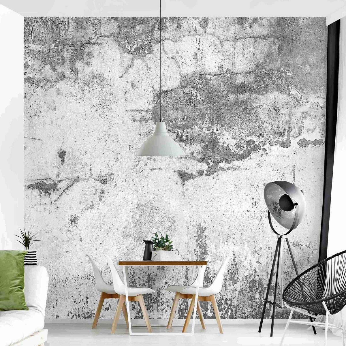 FOTOTAPETE Grunge Betonwand Grau 288/288 cm - Grau, Papier (288/288cm) - Bilderwelten