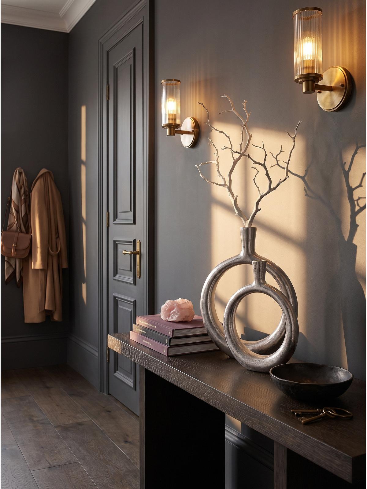 VASEN 2er-Set BAVENO, Aluminium, handgefertigt, Silber, 35 x 7 x 45 cm - Silberfarben, Metall (45cm) - KADIMA DESIGN