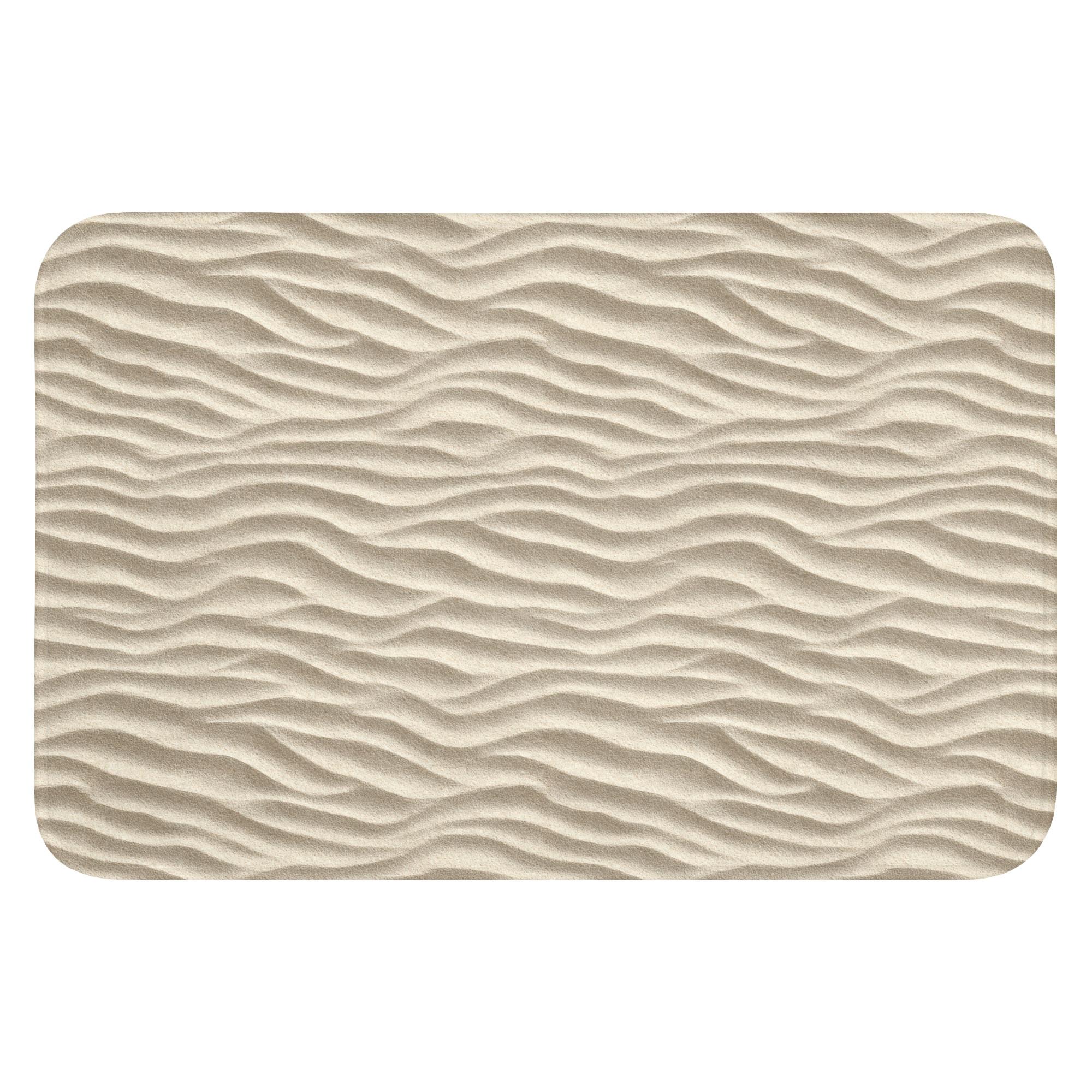 BADEMATTE Sand - Wellen - Beige Rutschfest 60x40 cm - Beige, Textil (60/40cm) - OnlyWow