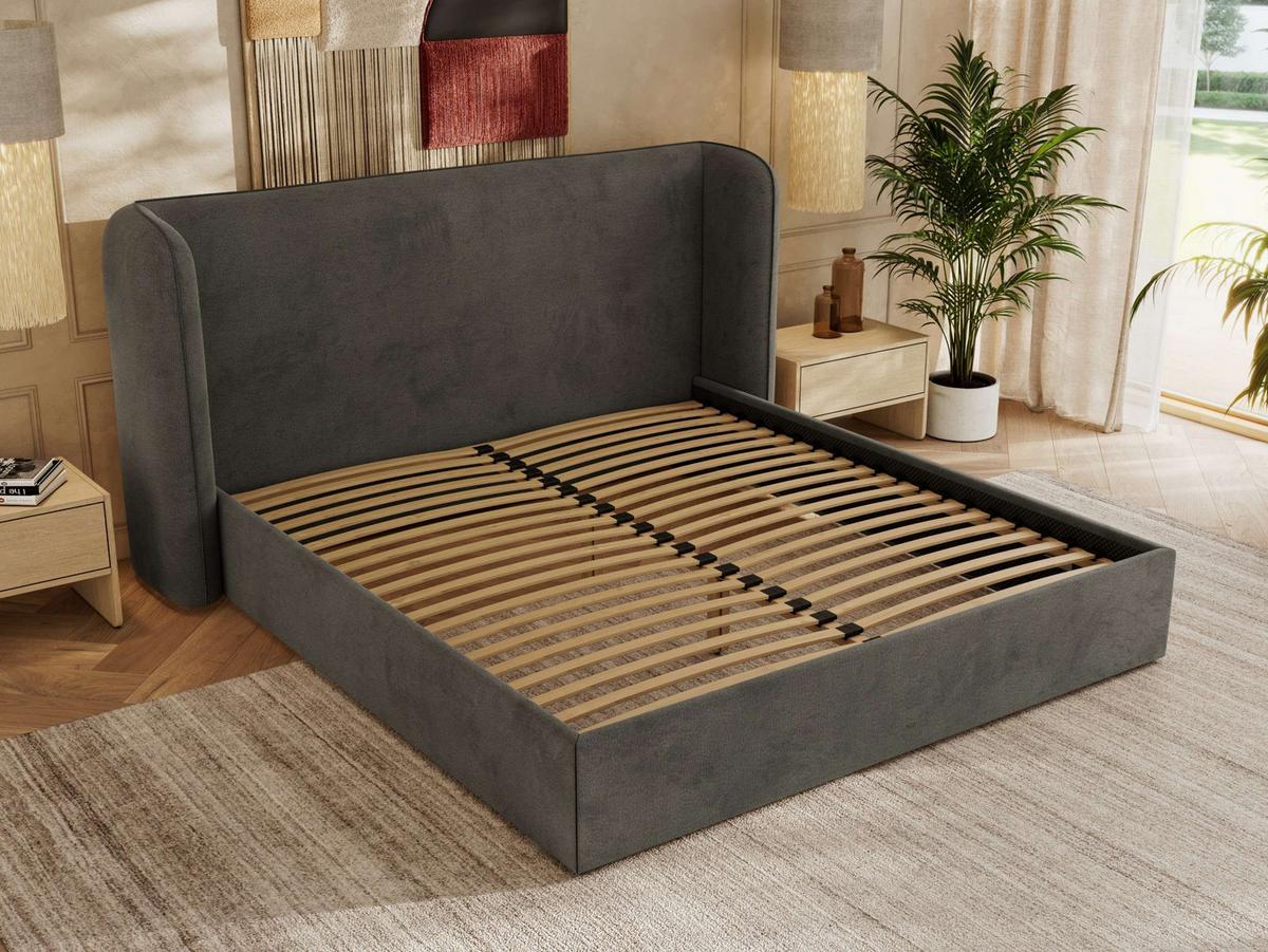 POLSTERBETT EMORA CLASSIC 140/200 - Dunkelgrau Velvet - Multipocket-Matratze - Dunkelgrau, Textil (140/200cm) - MKS