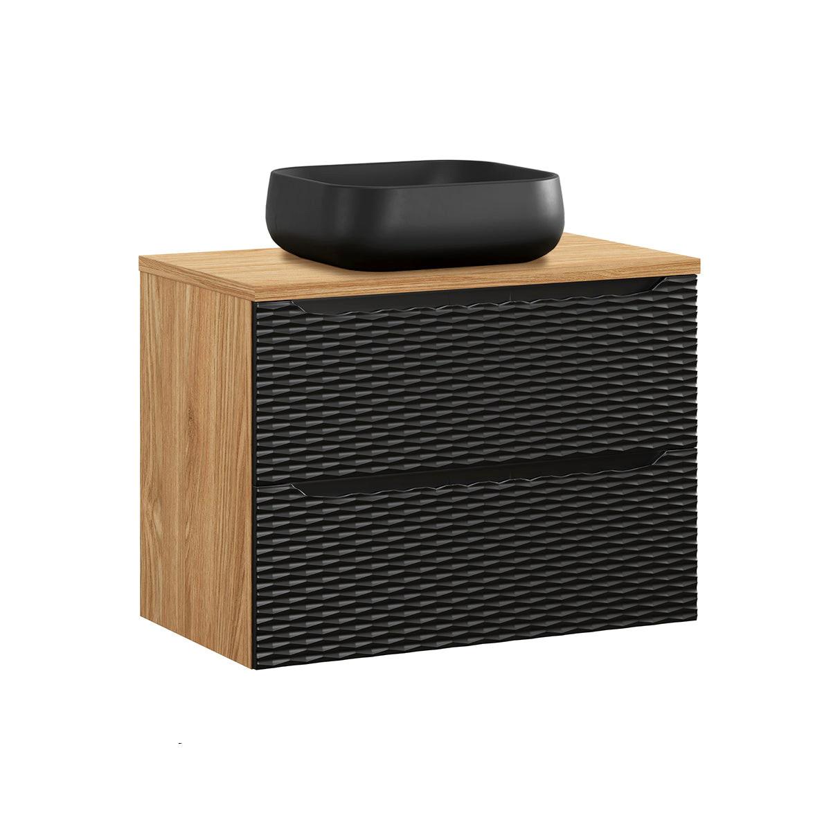 WASCHTISCH 80cm Elora Schwarz und Holz - Schwarz, Holzwerkstoff (80/59/46cm) - Petits-meubles