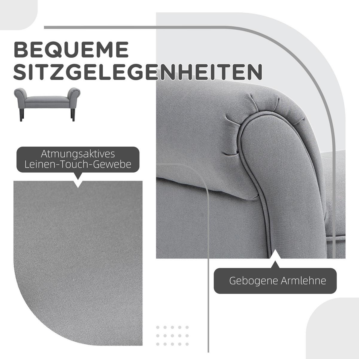 SITZBANK für Schlafzimmer Flurbank Polsterbank MDF Schaumstoff Grauweiß - Dunkelgrau, Kunststoff (36/51/102cm) - HOMCOM