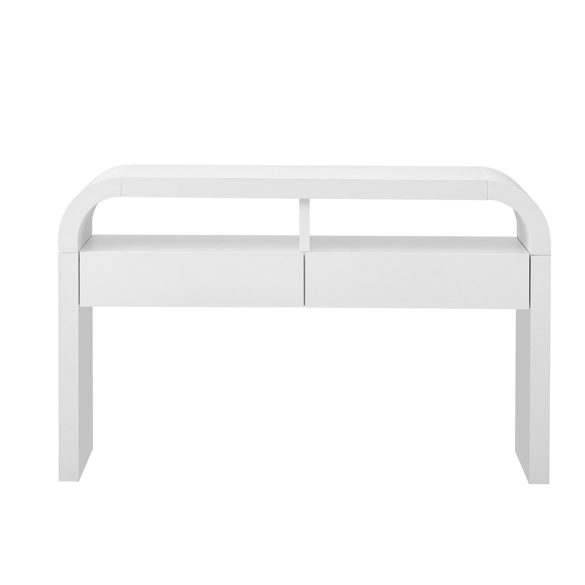 KONSOLENTISCH weiß mit 2 schubladen & abgerundeten kanten - Weiß, Holzwerkstoff (35.5/120/76.5cm) - Urban Meuble