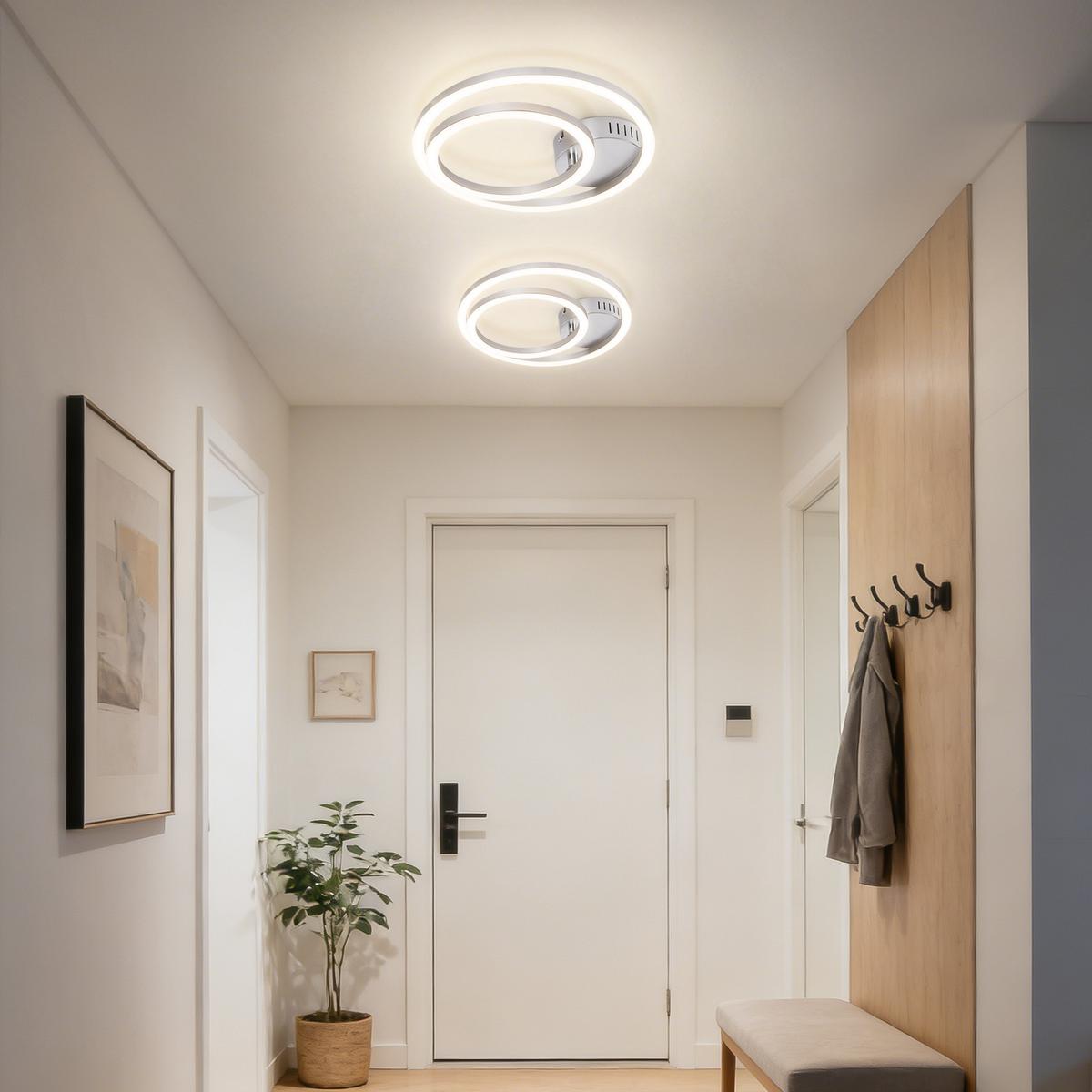 LED DECKENLEUCHTE Melenkir 40.5/30/6.7 cm - Silberfarben, Kunststoff (40.5/30/6.7cm) - ZMH