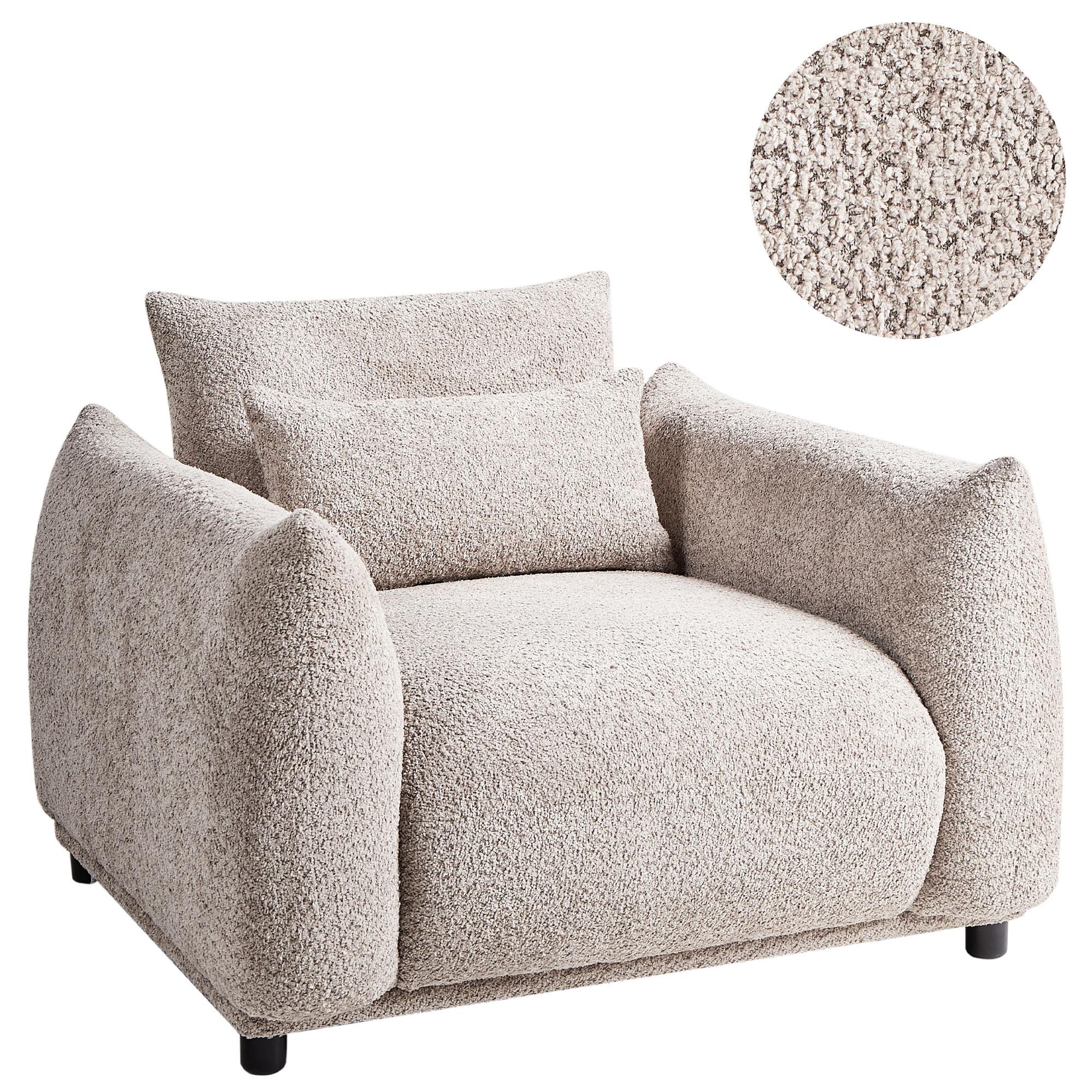 SESSEL Bouclé Taupe Jamsa - Taupe, Textil (96/72/86cm) - Beliani