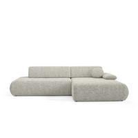 ECKSOFA DELTA R-S Grau Geflochtener Stoff mit Schlaffunktion - Grau, Holz (286/173.5cm) - MASSENO