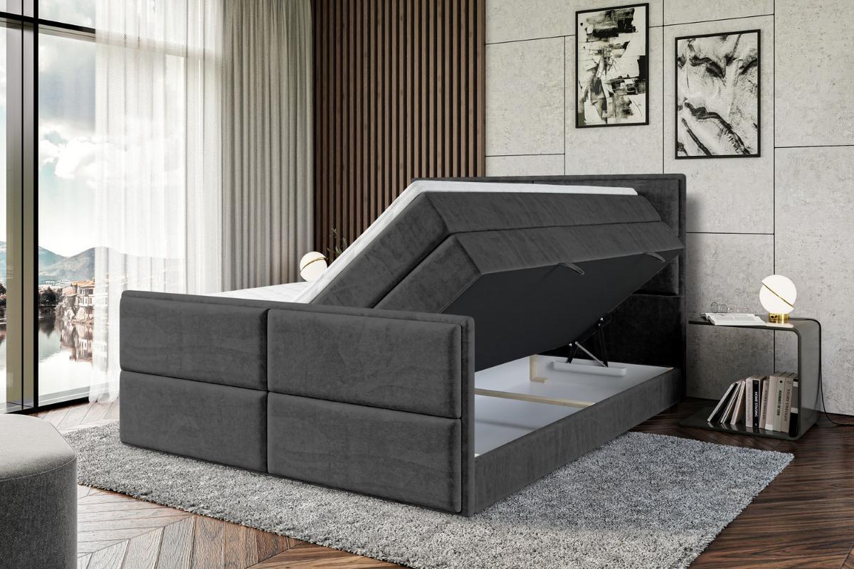 BOXSPRINGBETT AURA-Z KING - 120 x 200 - H3/H4 - Schwarz - Schwarz, Holzwerkstoff (120/200cm) - ALTDECOR
