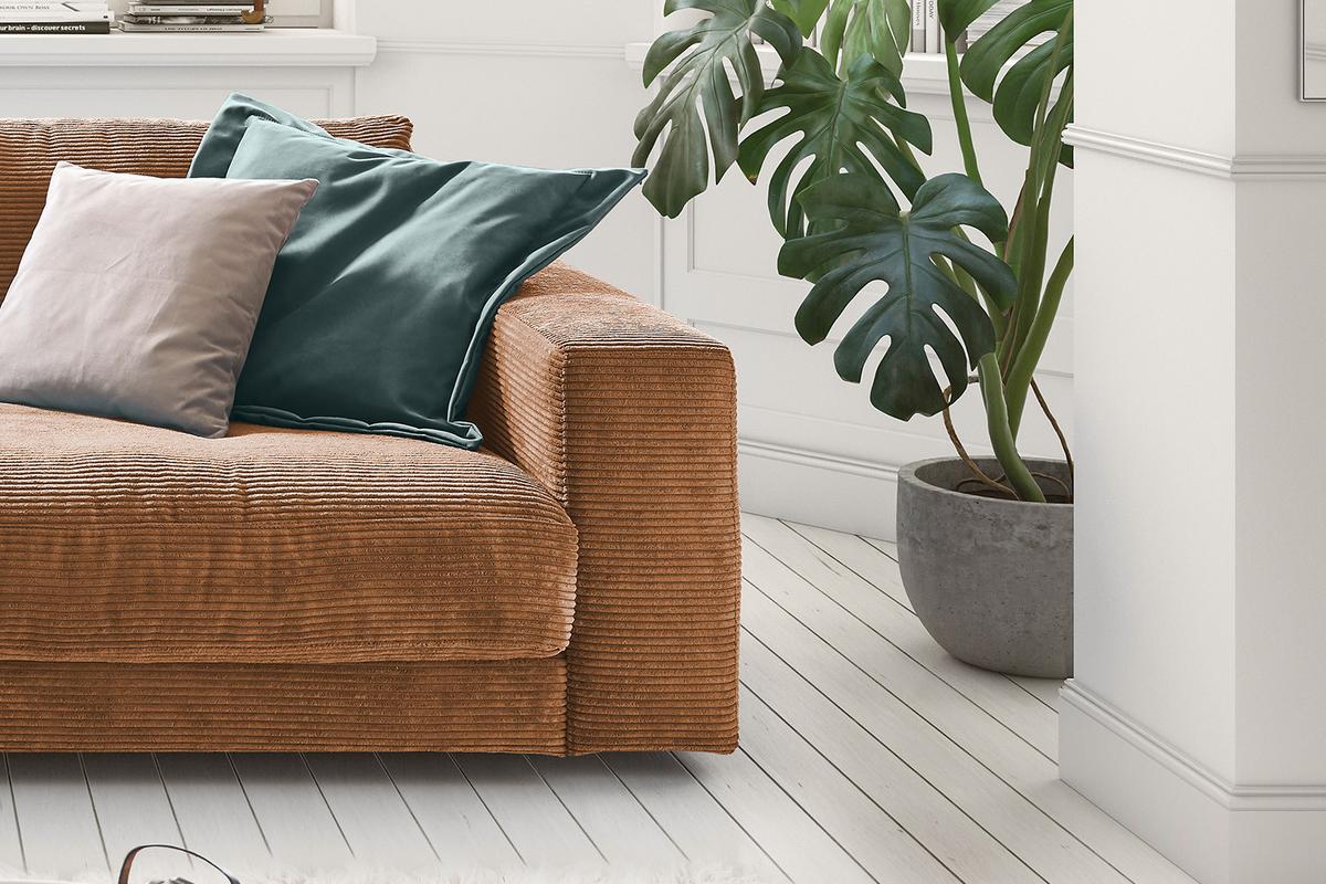 SOFA 2-SITZER MADELINE Braun Cord - Schwarz/Braun, Kunststoff/Textil (230/85/127cm) - KAWOLA
